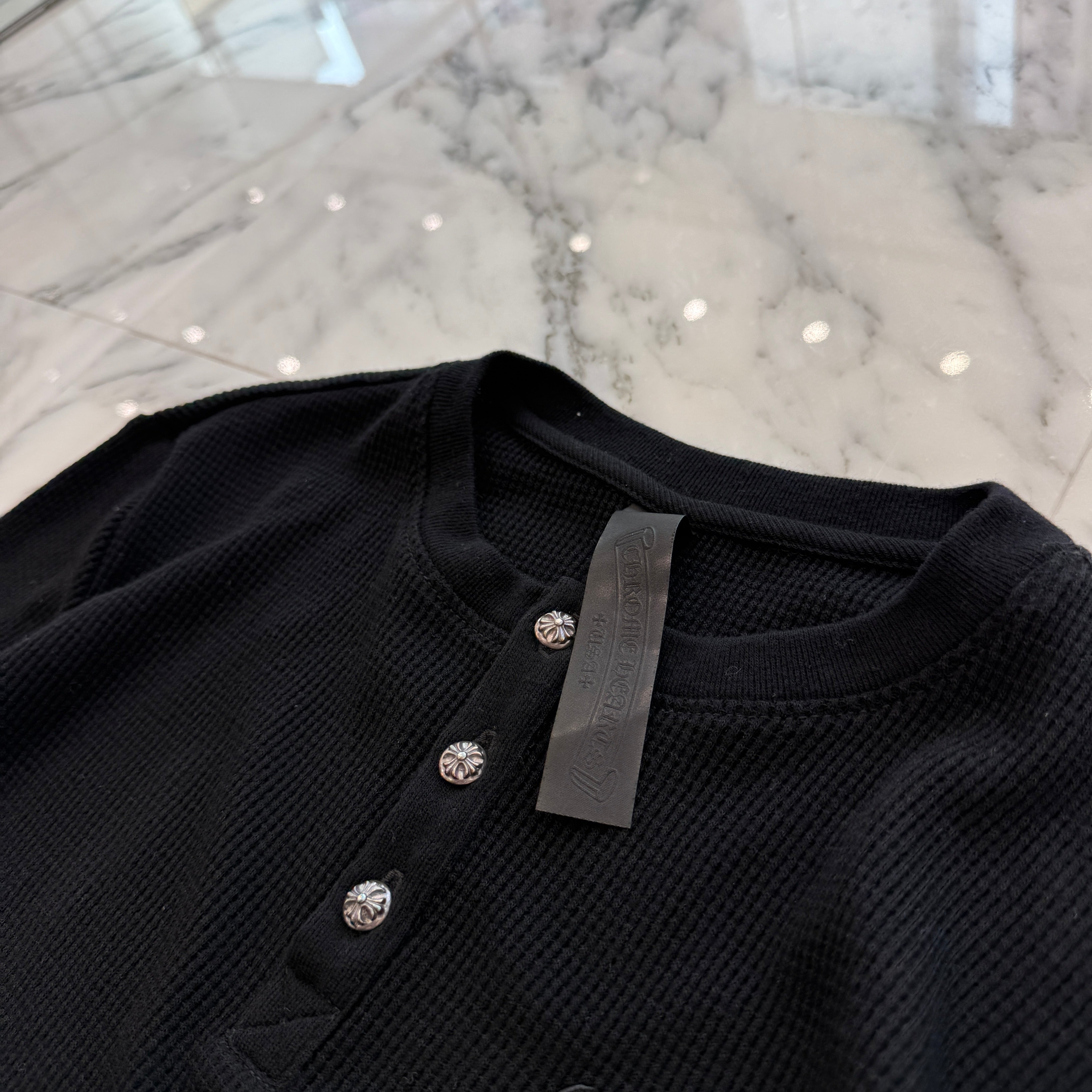 CHROME HEARTS Y NOT CH Embroidery Henry Neck Long Sleeve Tee Size M クロムハーツ ワイノット CH刺繍 ヘンリーネック ロングスリーブTシャツ サイズM