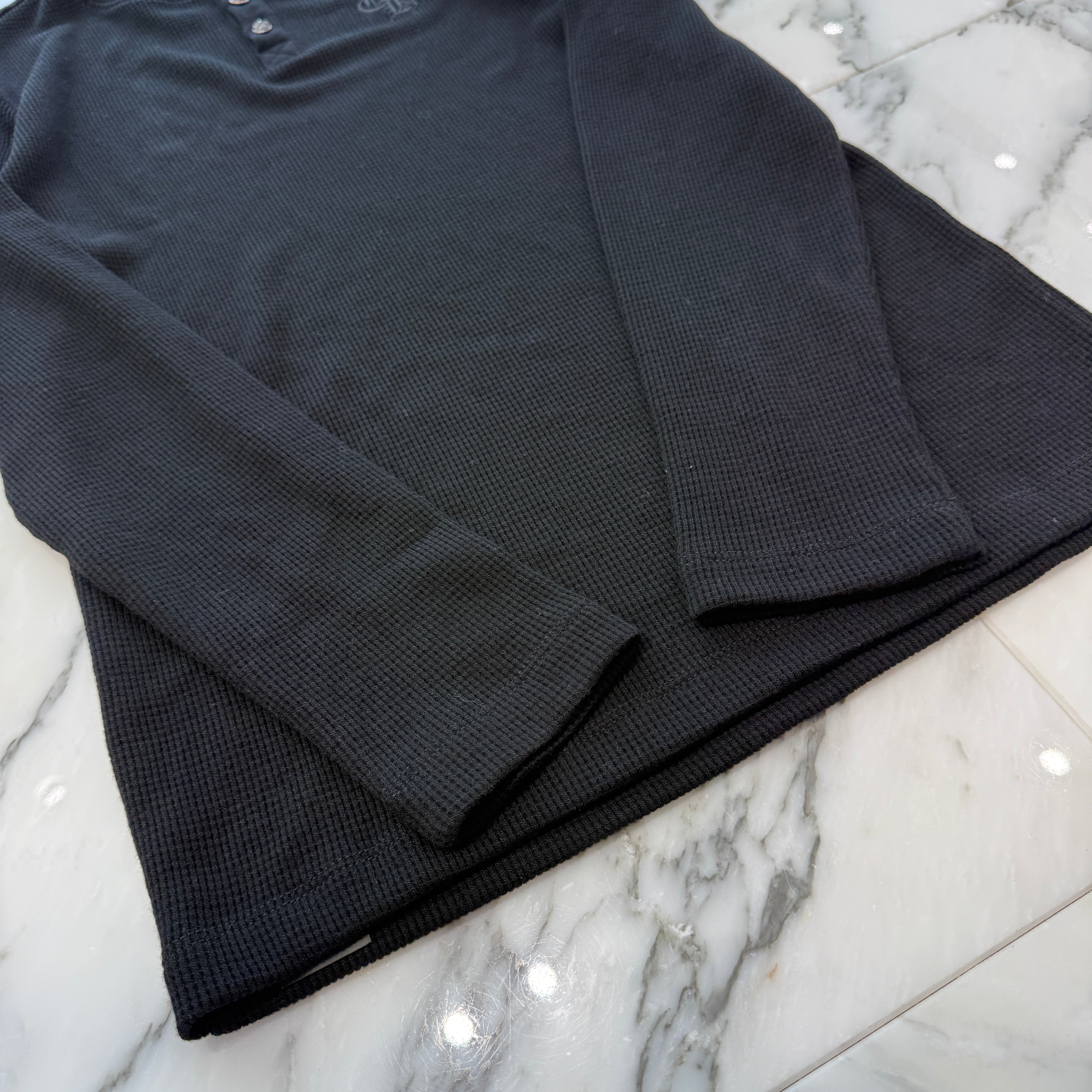 CHROME HEARTS Y NOT CH Embroidery Henry Neck Long Sleeve Tee Size M クロムハーツ ワイノット CH刺繍 ヘンリーネック ロングスリーブTシャツ サイズM