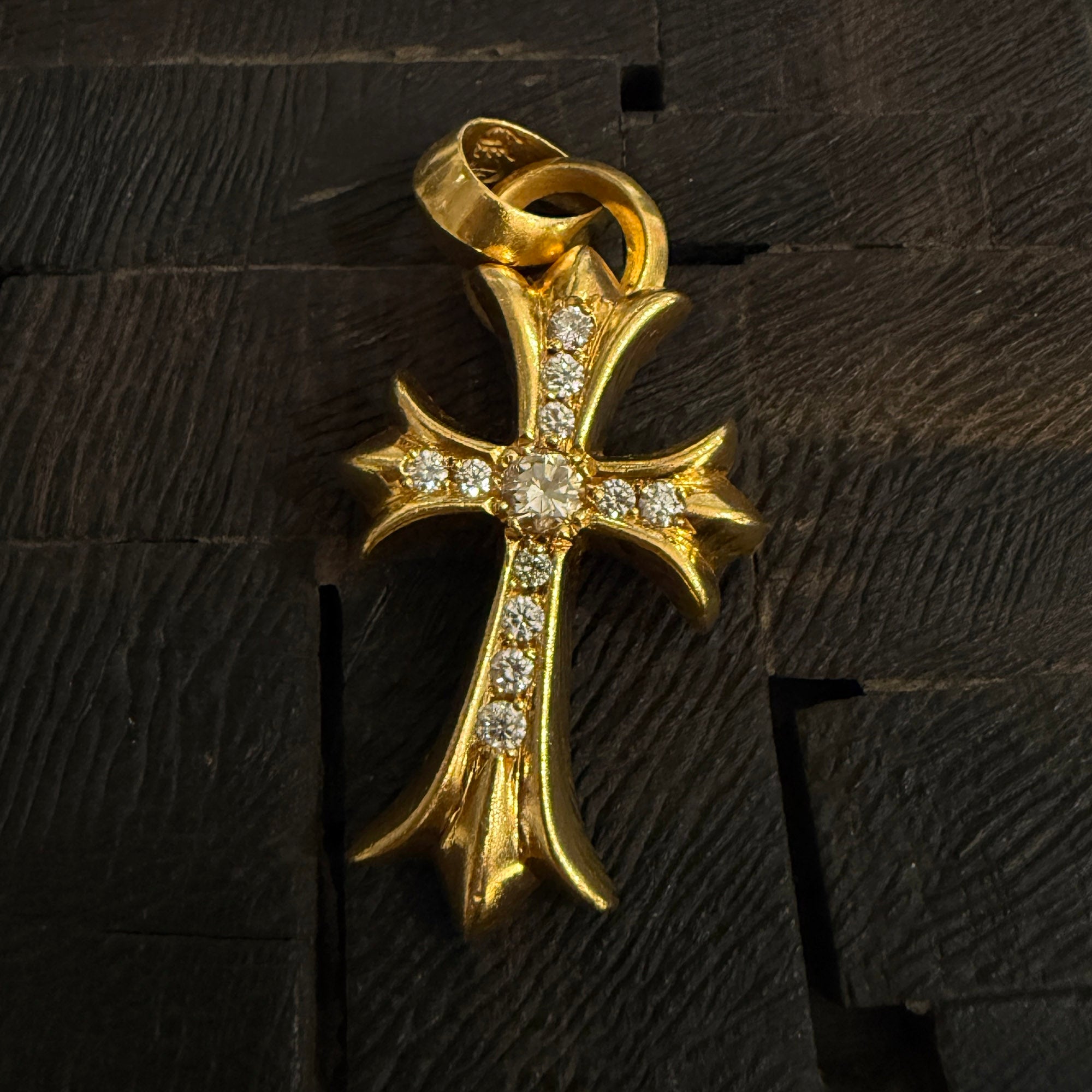 CHROME HEARTS 22K Small CH Cross Pave Diamond With Bail Pendent Top クロムハーツ 22K スモール CHクロス パヴェダイヤモンド ウィズ ベイル ペンダントトップ