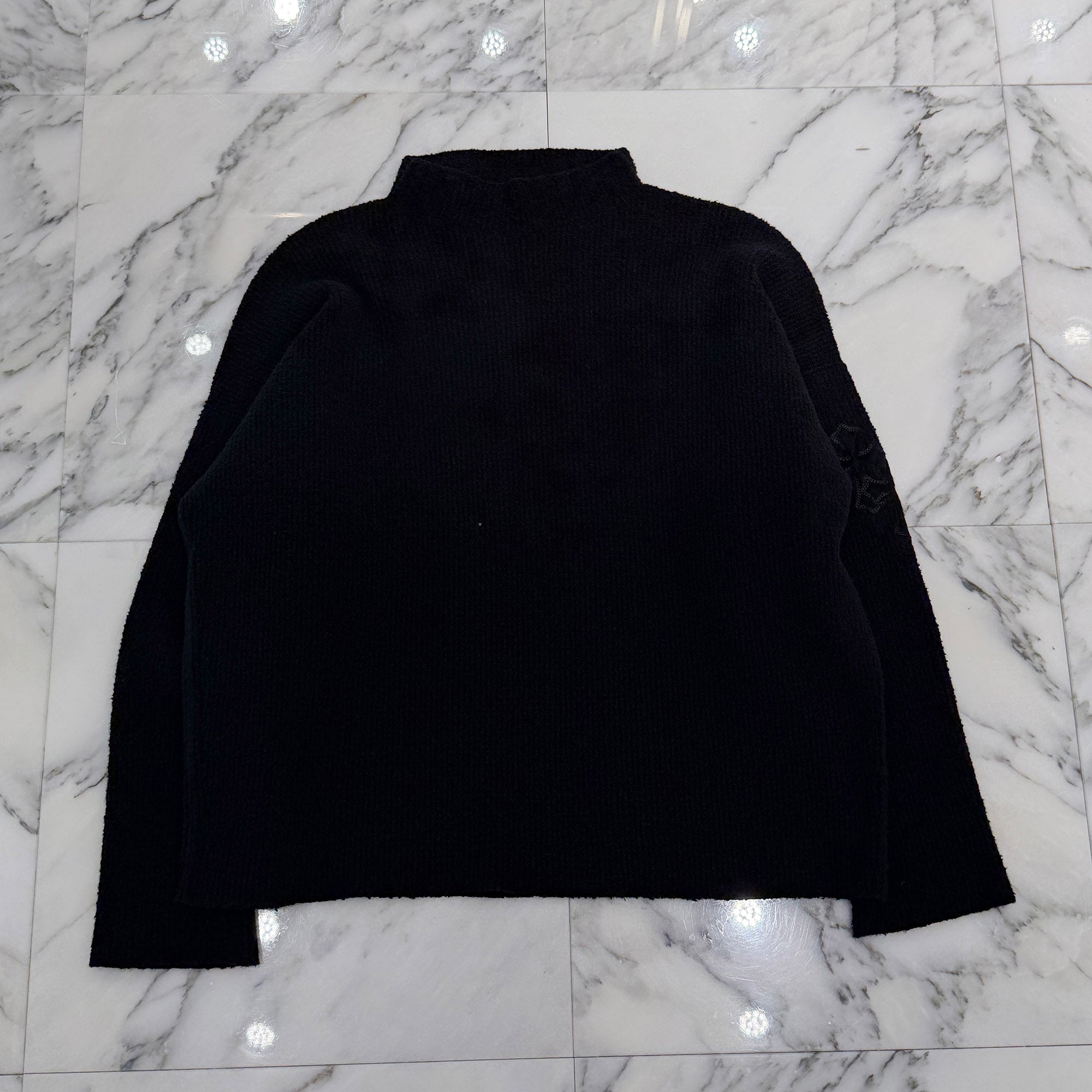 CHROME HEARTS Harako Leather Cross Patch Turtleneck Knit Sweater Size XSM/SML クロムハーツ ハラコレザー クロスパッチ タートルネック ニットセーター サイズXSM/SML
