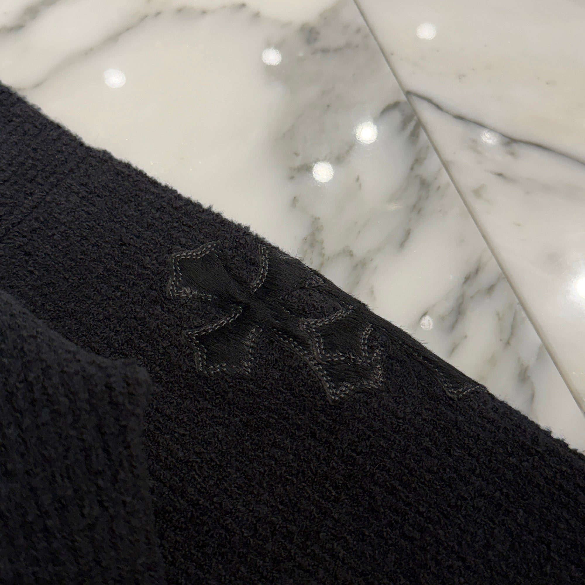 CHROME HEARTS Harako Leather Cross Patch Turtleneck Knit Sweater Size XSM/SML クロムハーツ ハラコレザー クロスパッチ タートルネック ニットセーター サイズXSM/SML