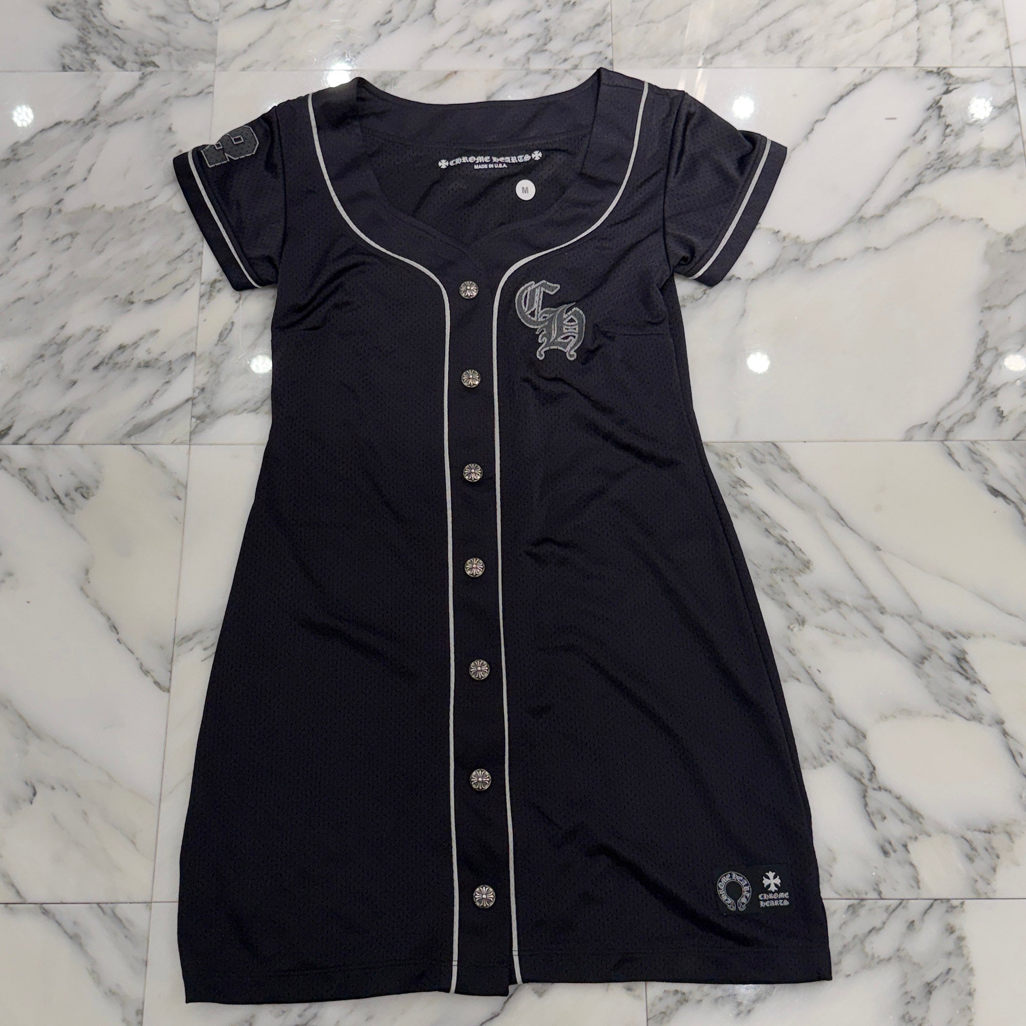 CHROME HEARTS Cross Ball Button Mesh Warm Up Jersey Dress Size M クロムハーツ クロスボール ボタン メッシュウォームアップジャージー ドレス サイズM