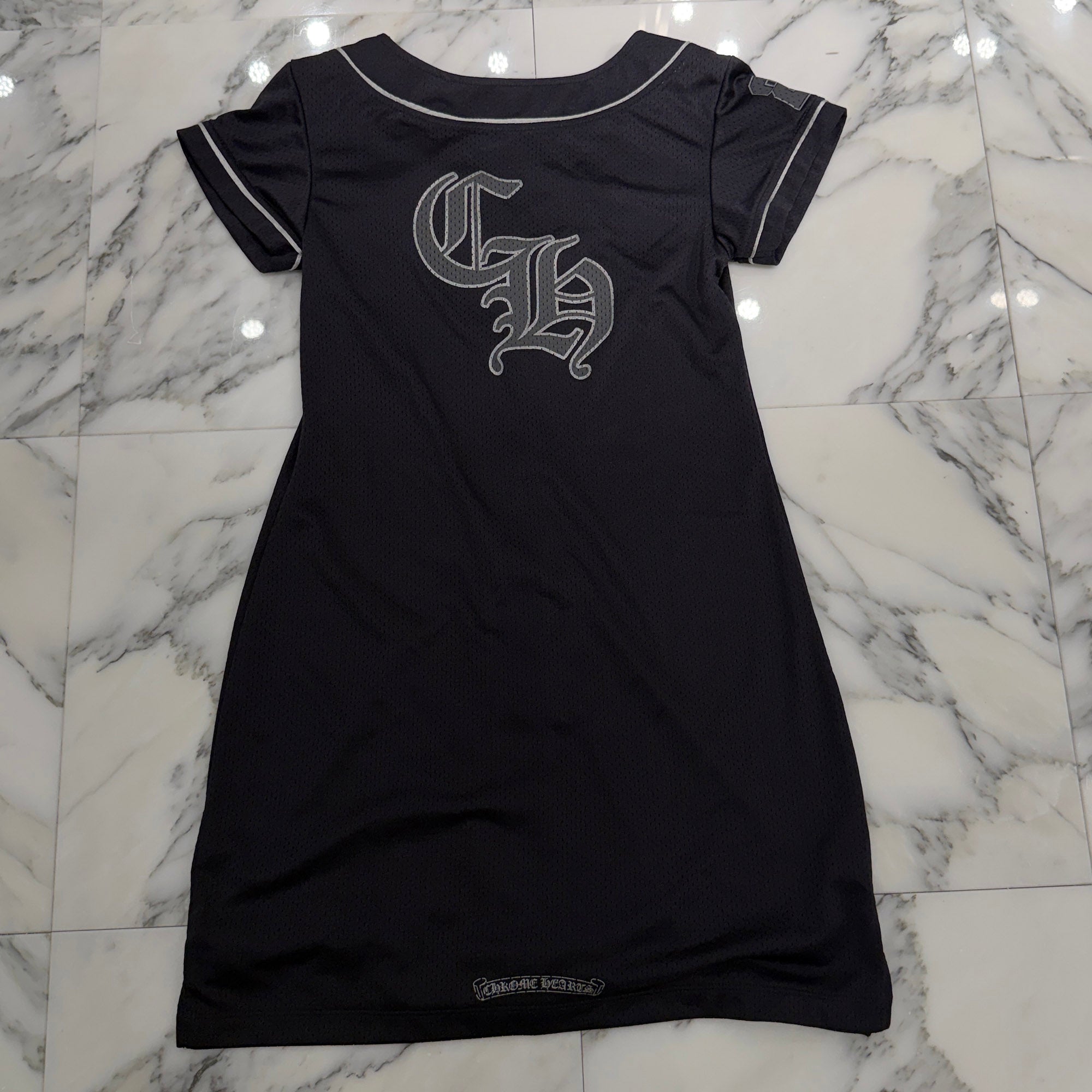 CHROME HEARTS Cross Ball Button Mesh Warm Up Jersey Dress Size M クロムハーツ クロスボール ボタン メッシュウォームアップジャージー ドレス サイズM