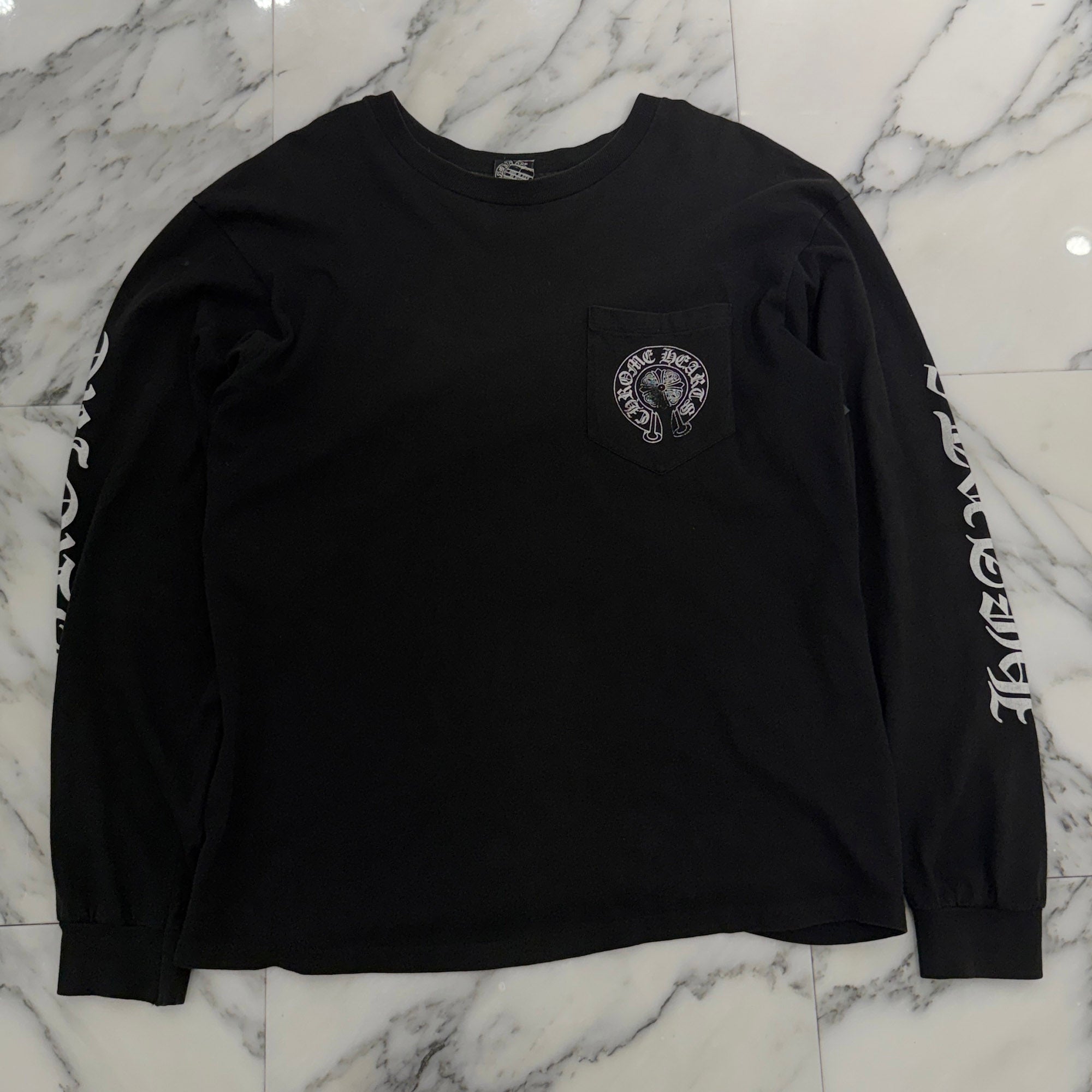CHROME HEARTS Floral Cross Inside Horseshoe Print Long Sleeve Tee Size L クロムハーツ フローラルクロス インサイド ホースシュー プリント ロングスリーブ Tシャツ サイズL