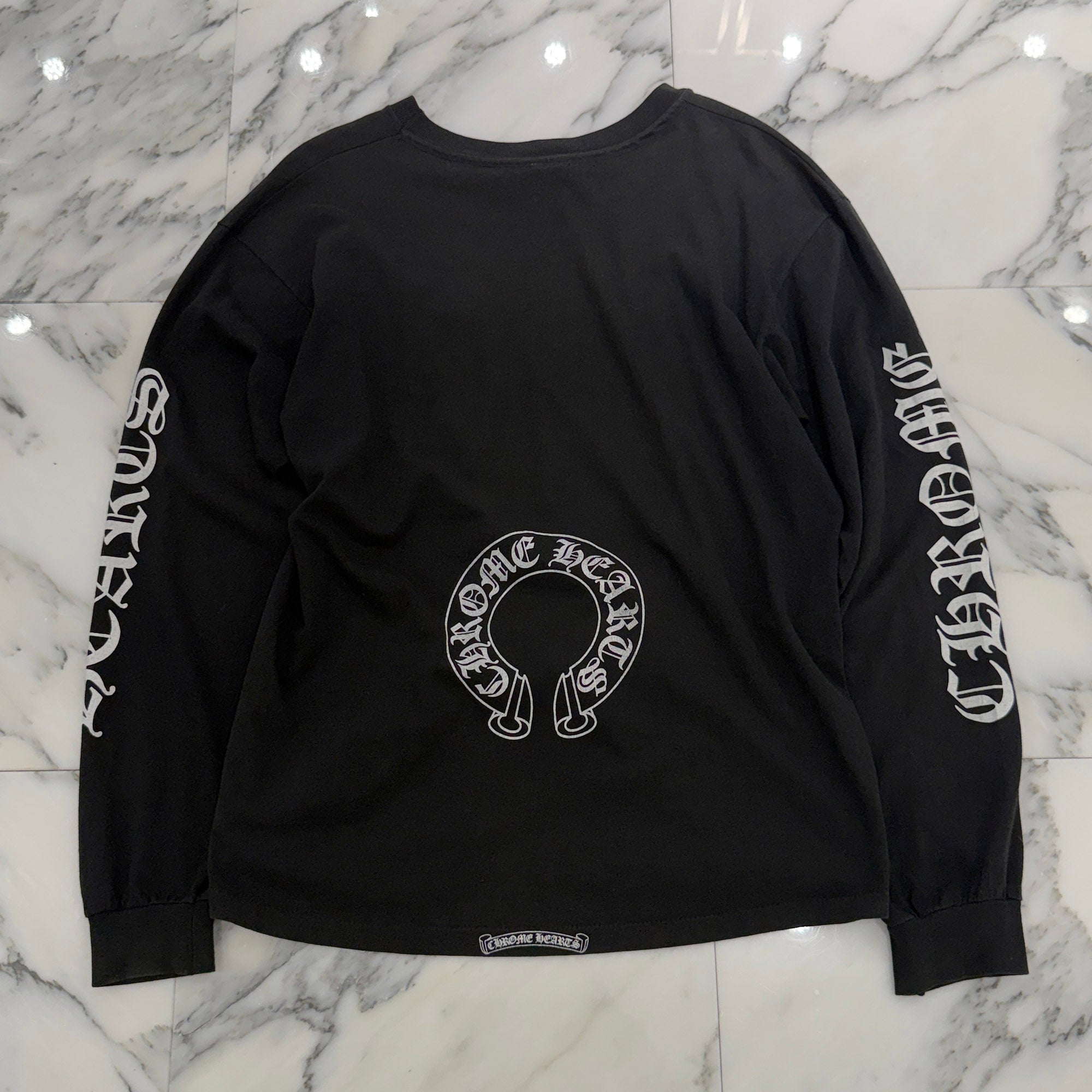 CHROME HEARTS Floral Cross Inside Horseshoe Print Long Sleeve Tee Size L クロムハーツ フローラルクロス インサイド ホースシュー プリント ロングスリーブ Tシャツ サイズL