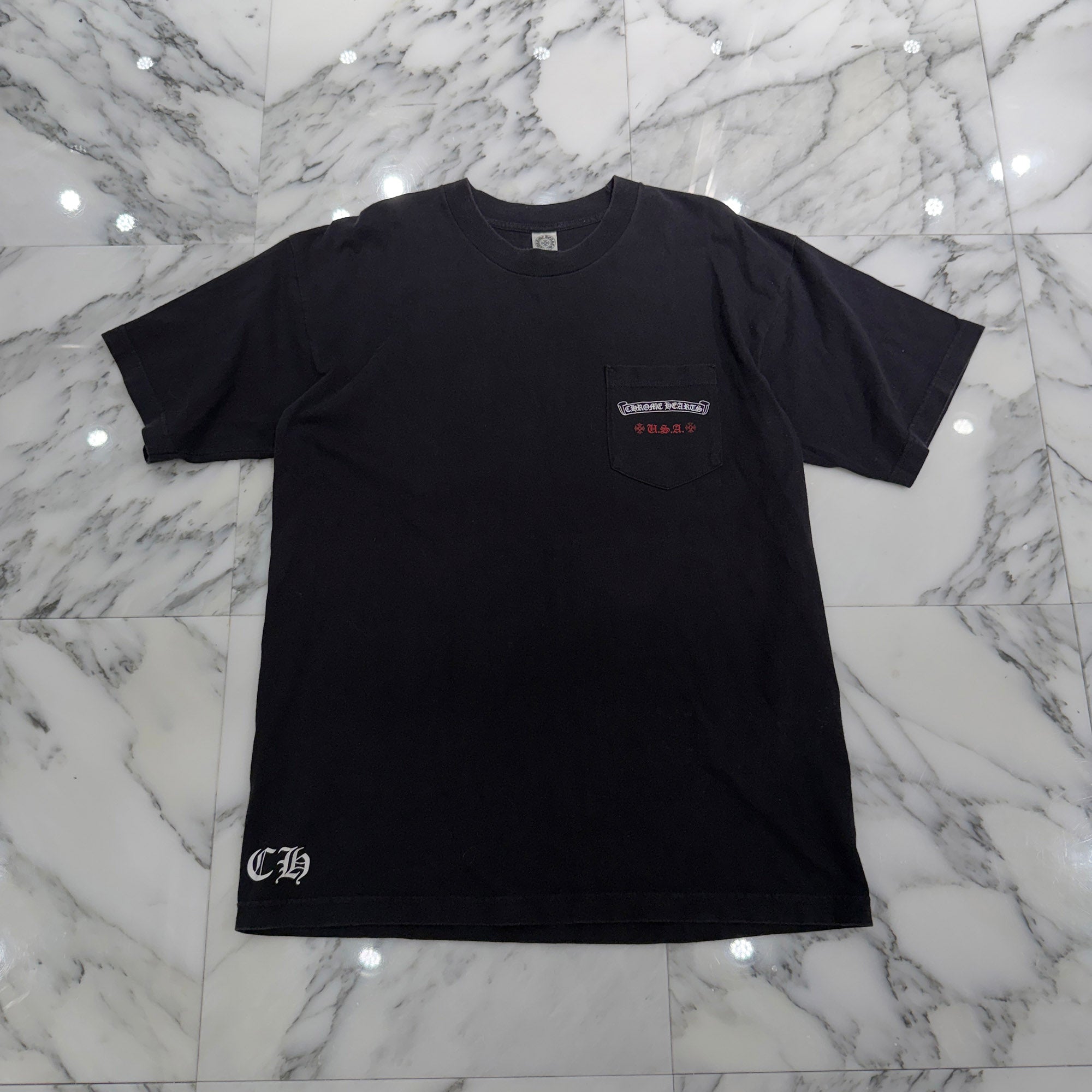 CHROME HEARTS Back American Flag Cracked print Tee Size L クロムハーツバック アメリカンフラッグ クラックプリント Tシャツ サイズL