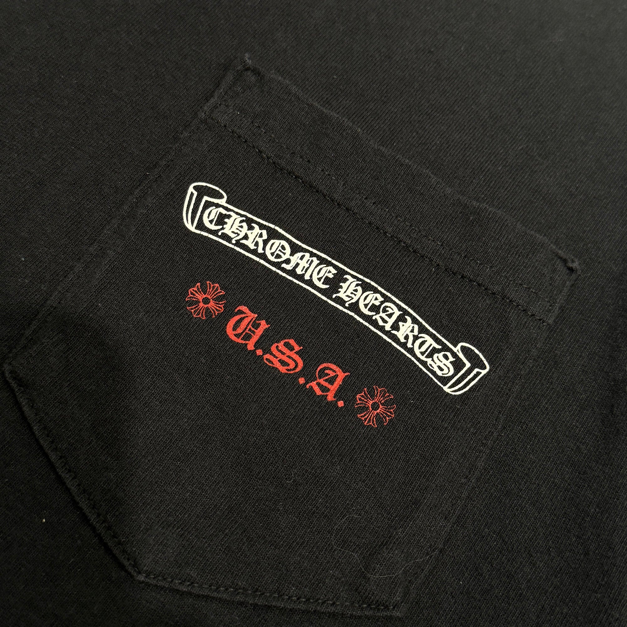 CHROME HEARTS Back American Flag Cracked print Tee Size L クロムハーツバック アメリカンフラッグ クラックプリント Tシャツ サイズL