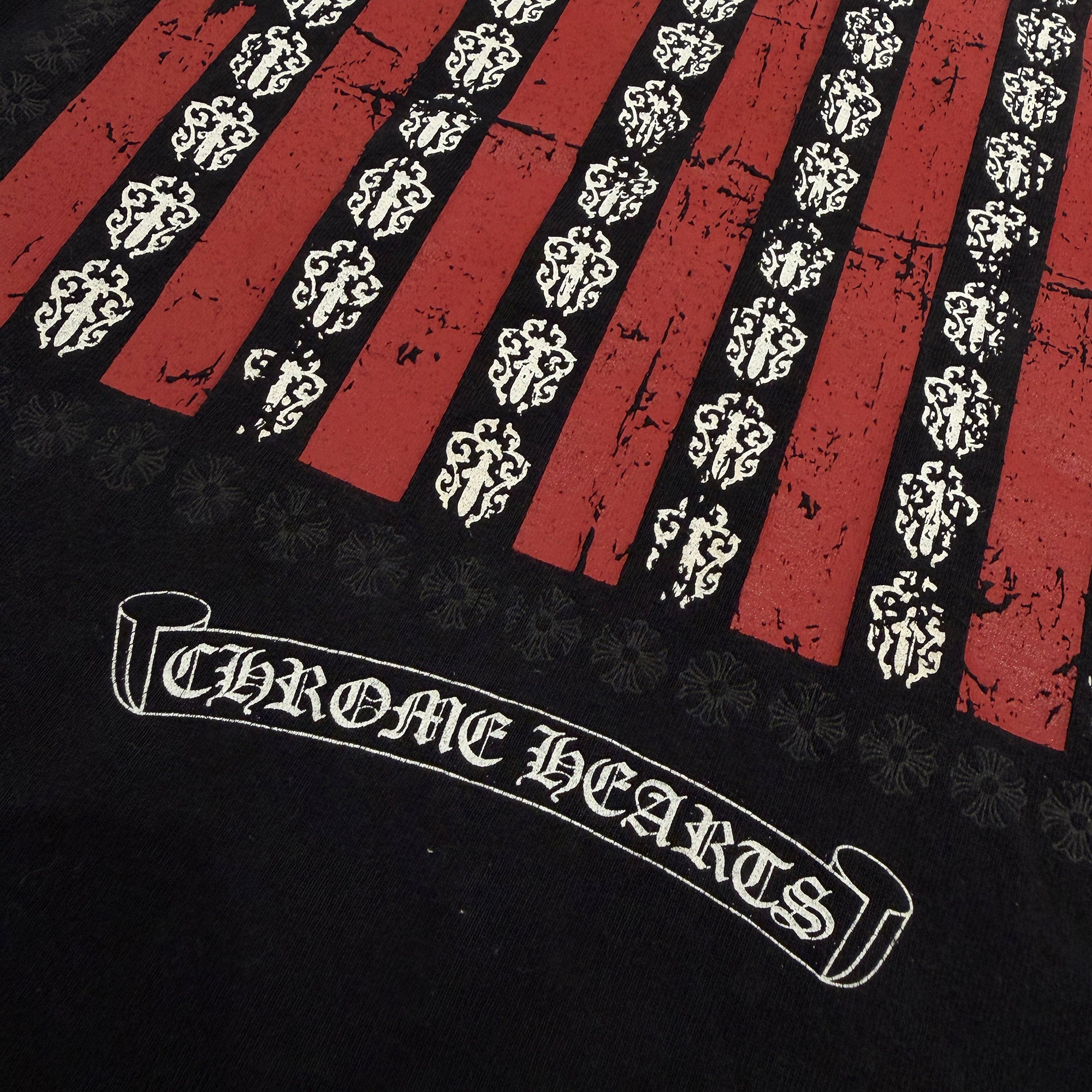 CHROME HEARTS Back American Flag Cracked print Tee Size L クロムハーツバック アメリカンフラッグ クラックプリント Tシャツ サイズL