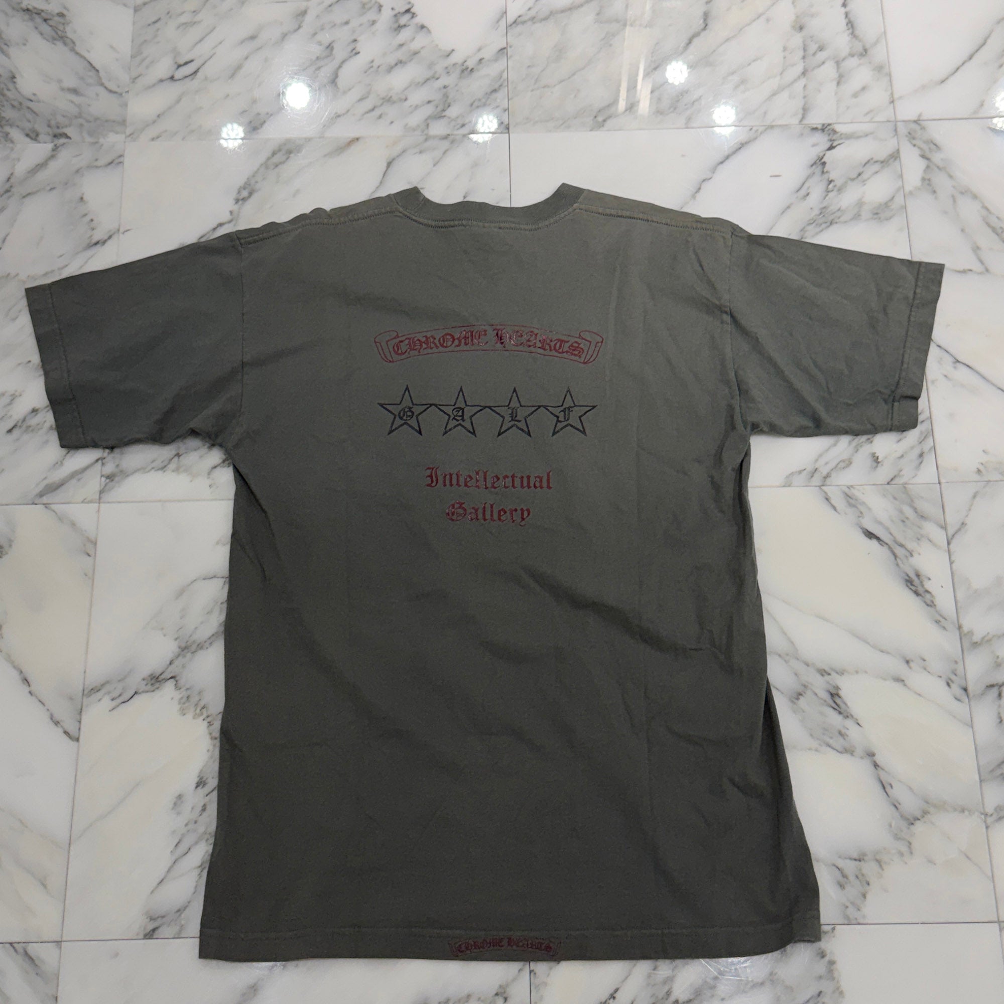 CHROME HEARTS Intellectual Gallery Limited Vertical Logo Back Scroll Tee Size L クロムハーツ インテレクチュアルギャラリー限定 ヴァーティカルロゴ バックスクロールTシャツ サイズL
