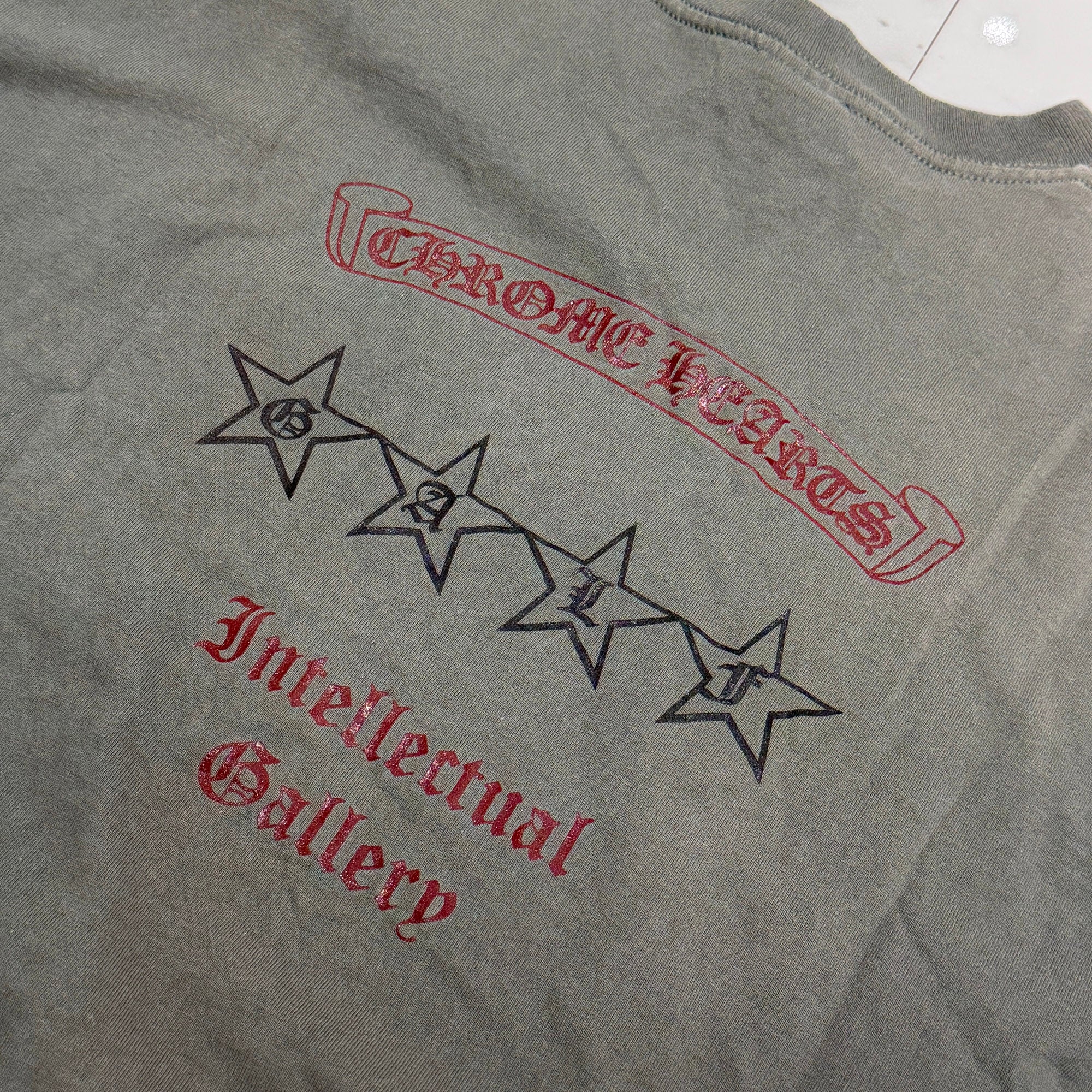 CHROME HEARTS Intellectual Gallery Limited Vertical Logo Back Scroll Tee Size L クロムハーツ インテレクチュアルギャラリー限定 ヴァーティカルロゴ バックスクロールTシャツ サイズL
