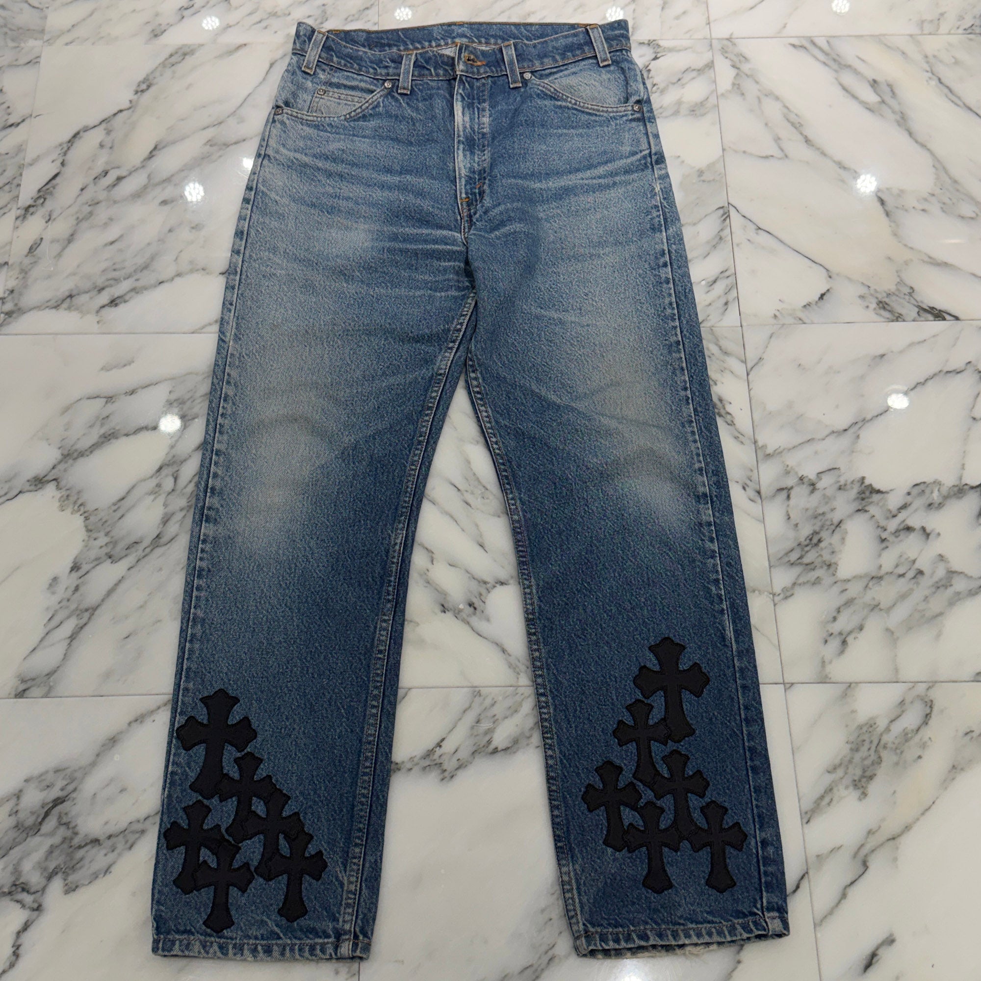 CHROME HEARTS × Levi's VNTG Leather Cross Patch Denim Pants Size 29 クロムハーツ × リーバイス ヴィンテージ レザークロスパッチ デニムパンツ サイズ29