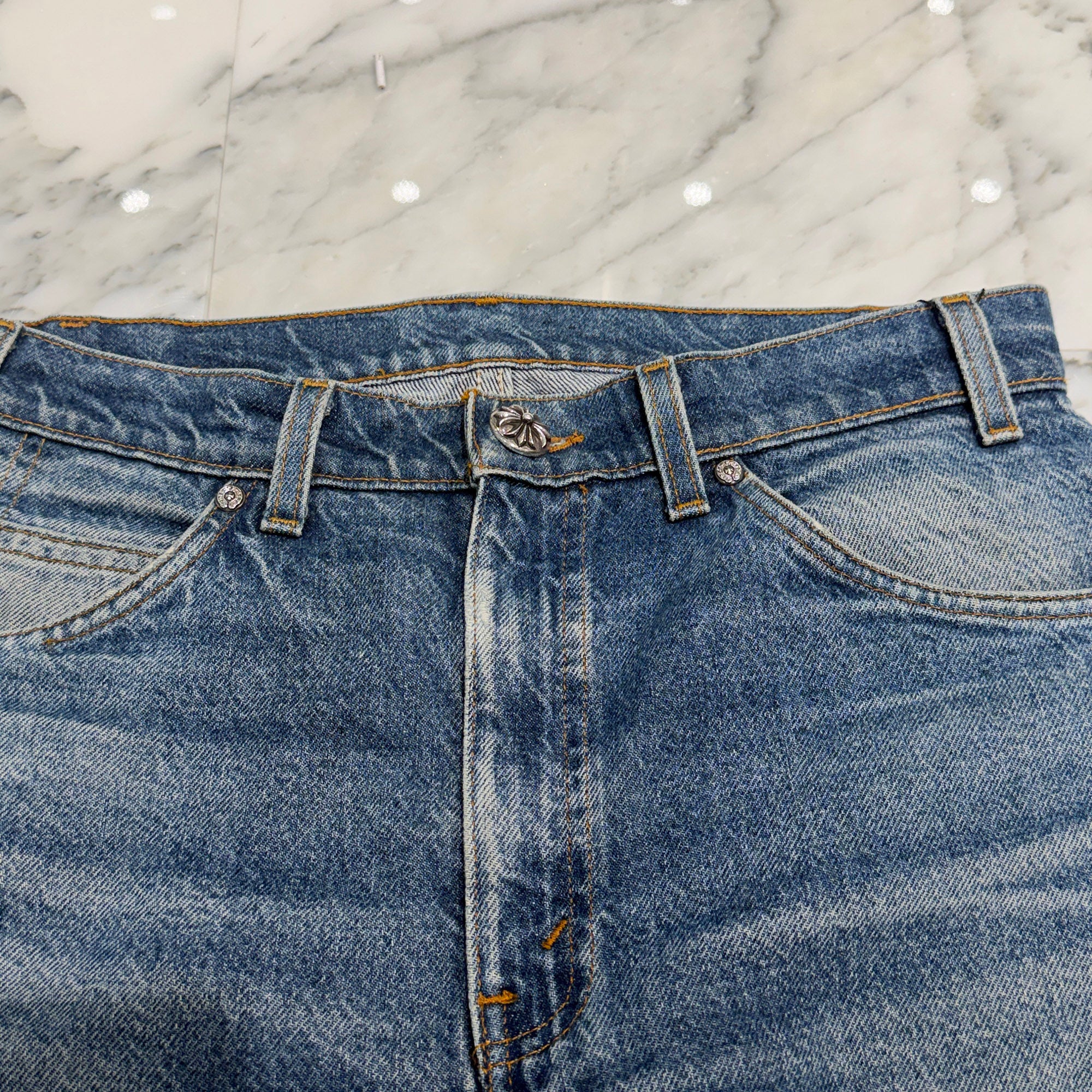 CHROME HEARTS × Levi's VNTG Leather Cross Patch Denim Pants Size 29 クロムハーツ × リーバイス ヴィンテージ レザークロスパッチ デニムパンツ サイズ29