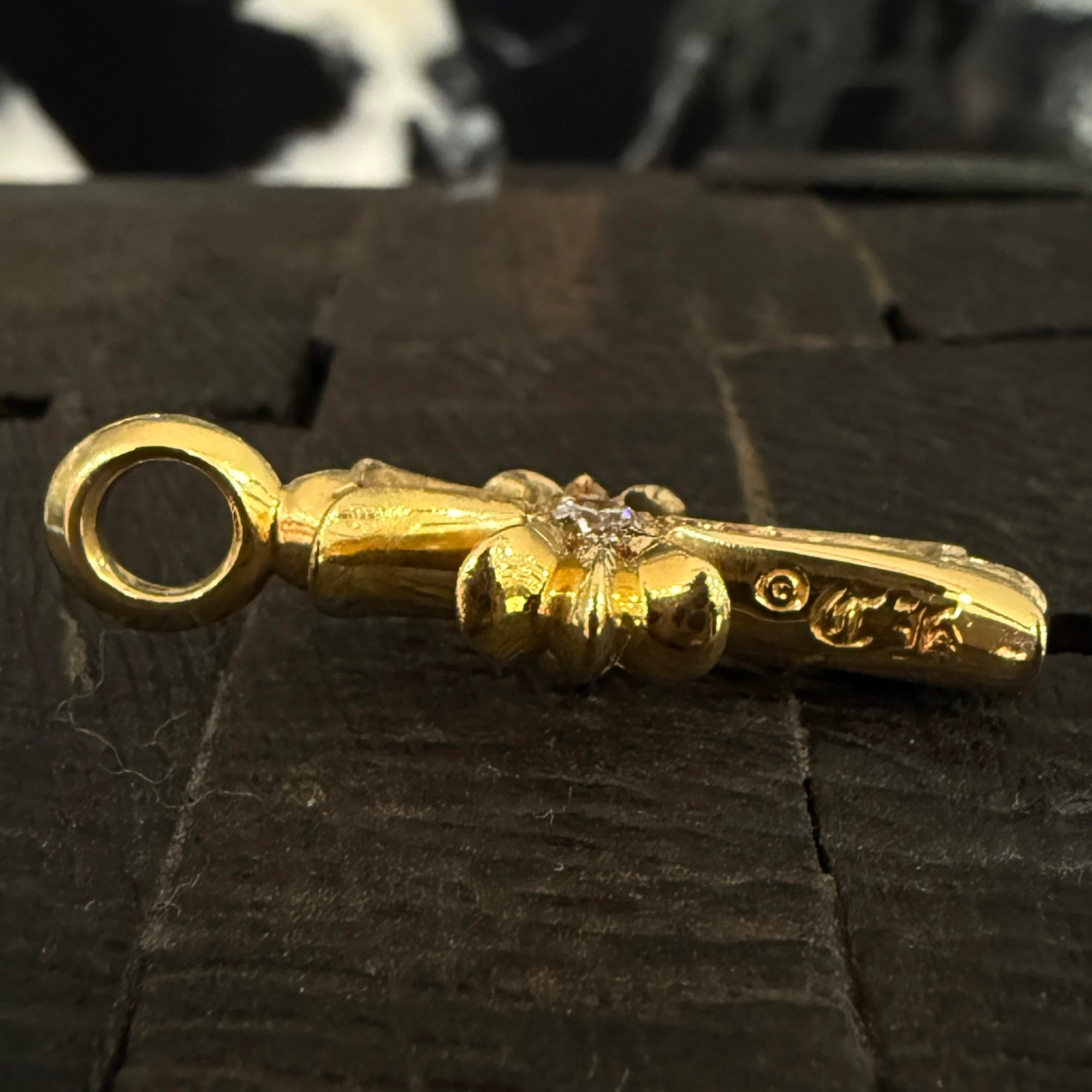 CHROME HEARTS 22K Tiny Fat Cross Charm Pave Diamond Pendant Top クロムハーツ 22K タイニーファット クロス チャーム パヴェダイヤモンド ペンダントトップ