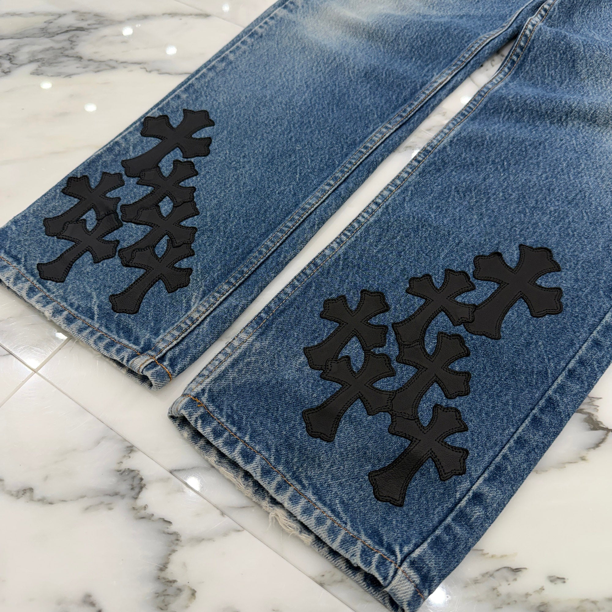 CHROME HEARTS × Levi's VNTG Leather Cross Patch Denim Pants Size 29 クロムハーツ × リーバイス ヴィンテージ レザークロスパッチ デニムパンツ サイズ29