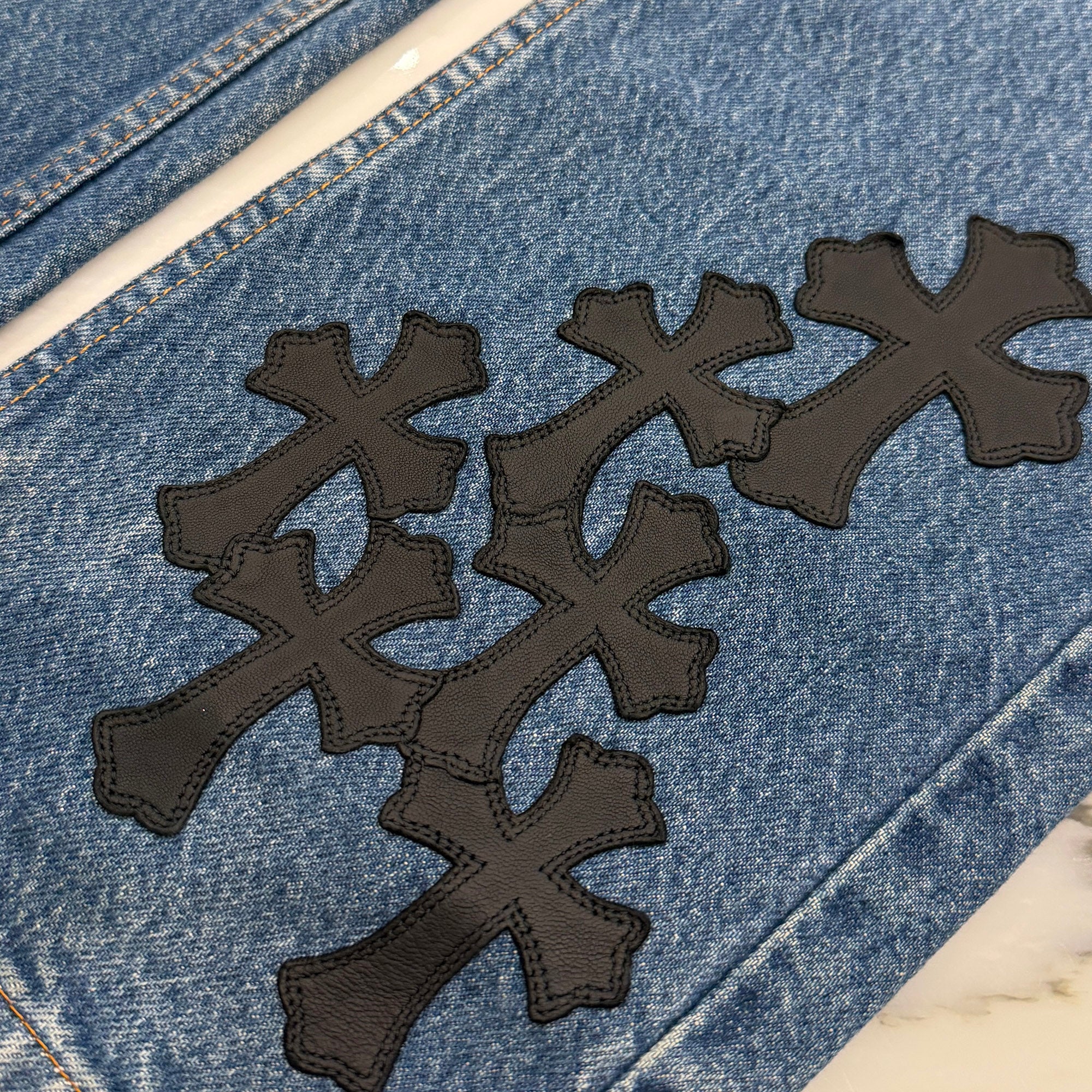 CHROME HEARTS × Levi's VNTG Leather Cross Patch Denim Pants Size 29 クロムハーツ × リーバイス ヴィンテージ レザークロスパッチ デニムパンツ サイズ29