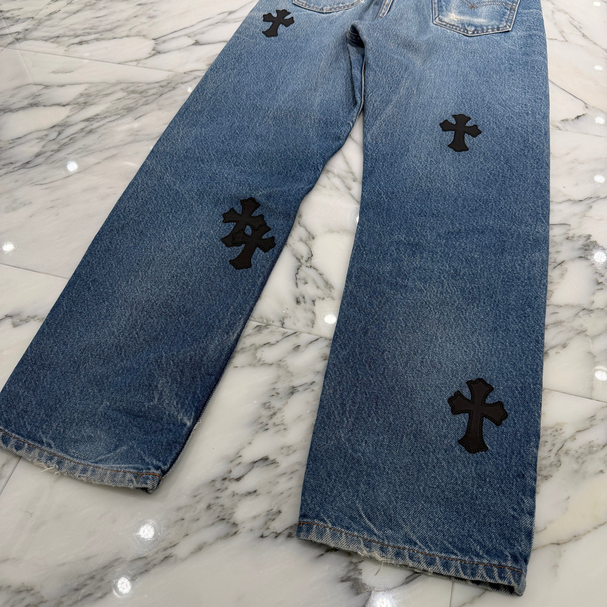 CHROME HEARTS × Levi's VNTG Leather Cross Patch Denim Pants Size 29 クロムハーツ × リーバイス ヴィンテージ レザークロスパッチ デニムパンツ サイズ29