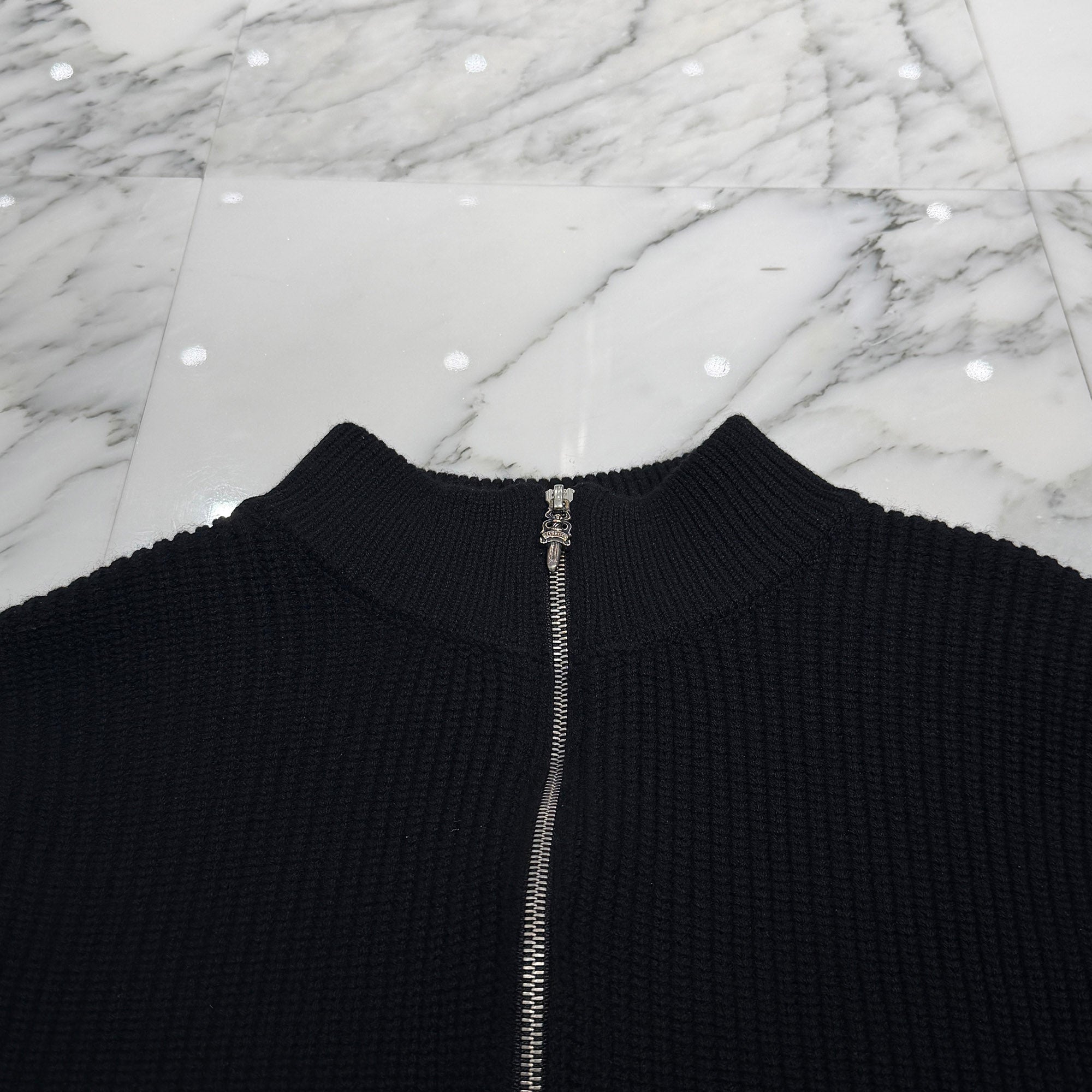 CHROME HEARTS Cemetery Cross Patch Half Zip Cashmere Knit Sweater Size XL クロムハーツ セメタリークロス パッチ ハーフジップ カシミヤ ニットセーター サイズXL