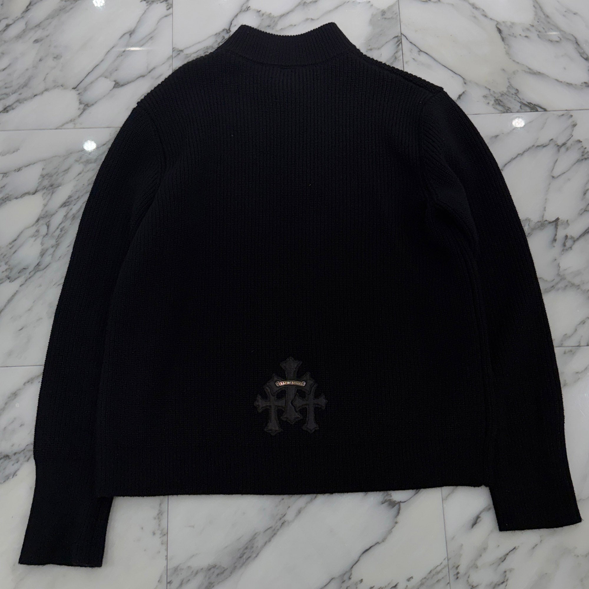 CHROME HEARTS Cemetery Cross Patch Half Zip Cashmere Knit Sweater Size XL クロムハーツ セメタリークロス パッチ ハーフジップ カシミヤ ニットセーター サイズXL