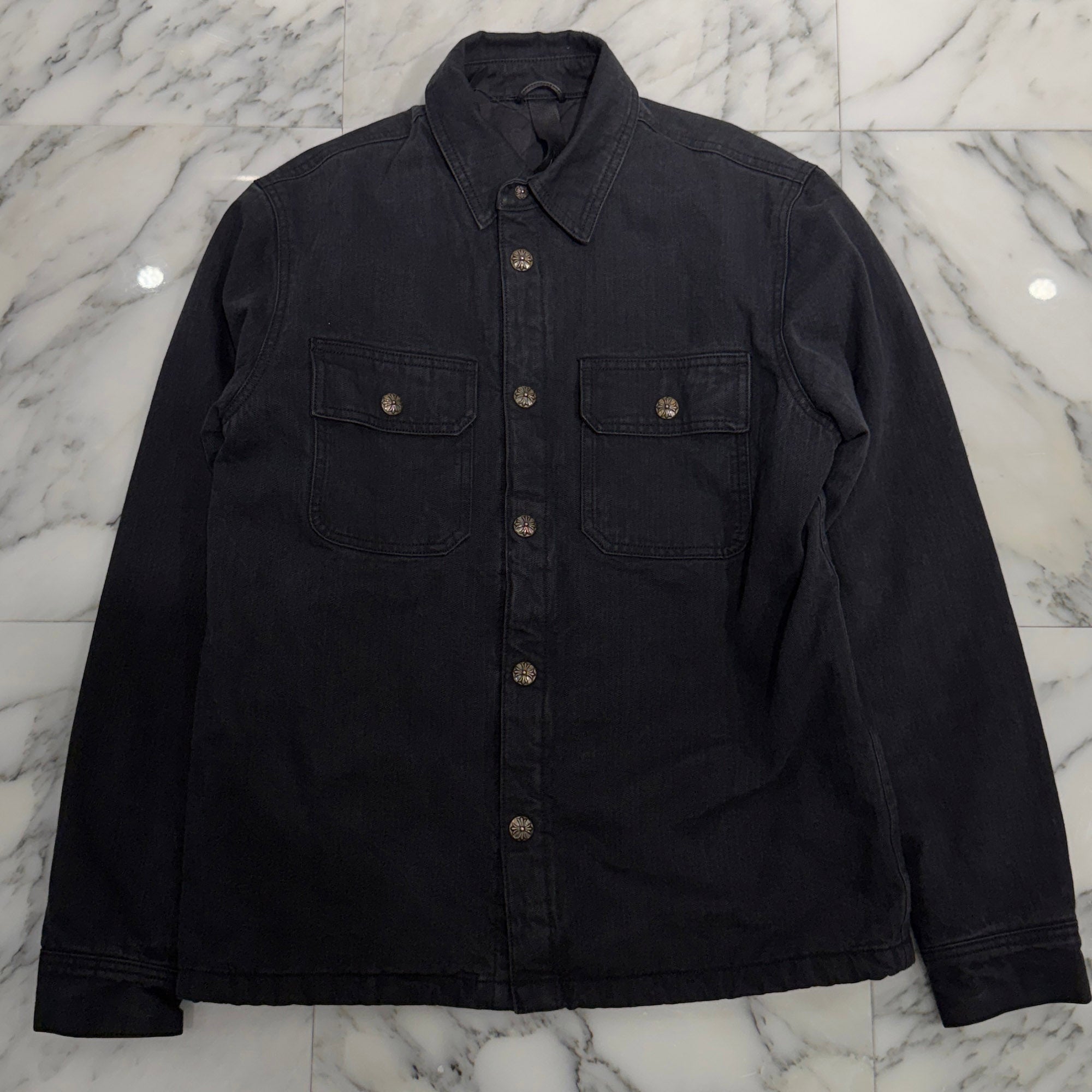 CHROME HEARTS Y NOT WORK DOG Herringbone Shirt Jacket Size M クロムハーツ ワイノット ワークドッグ ヘリンボーン シャツジャケット サイズM
