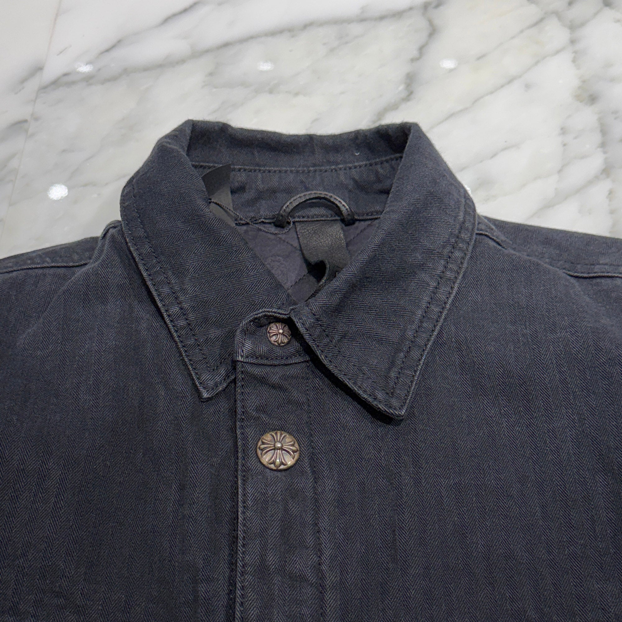 CHROME HEARTS Y NOT WORK DOG Herringbone Shirt Jacket Size M クロムハーツ ワイノット ワークドッグ ヘリンボーン シャツジャケット サイズM