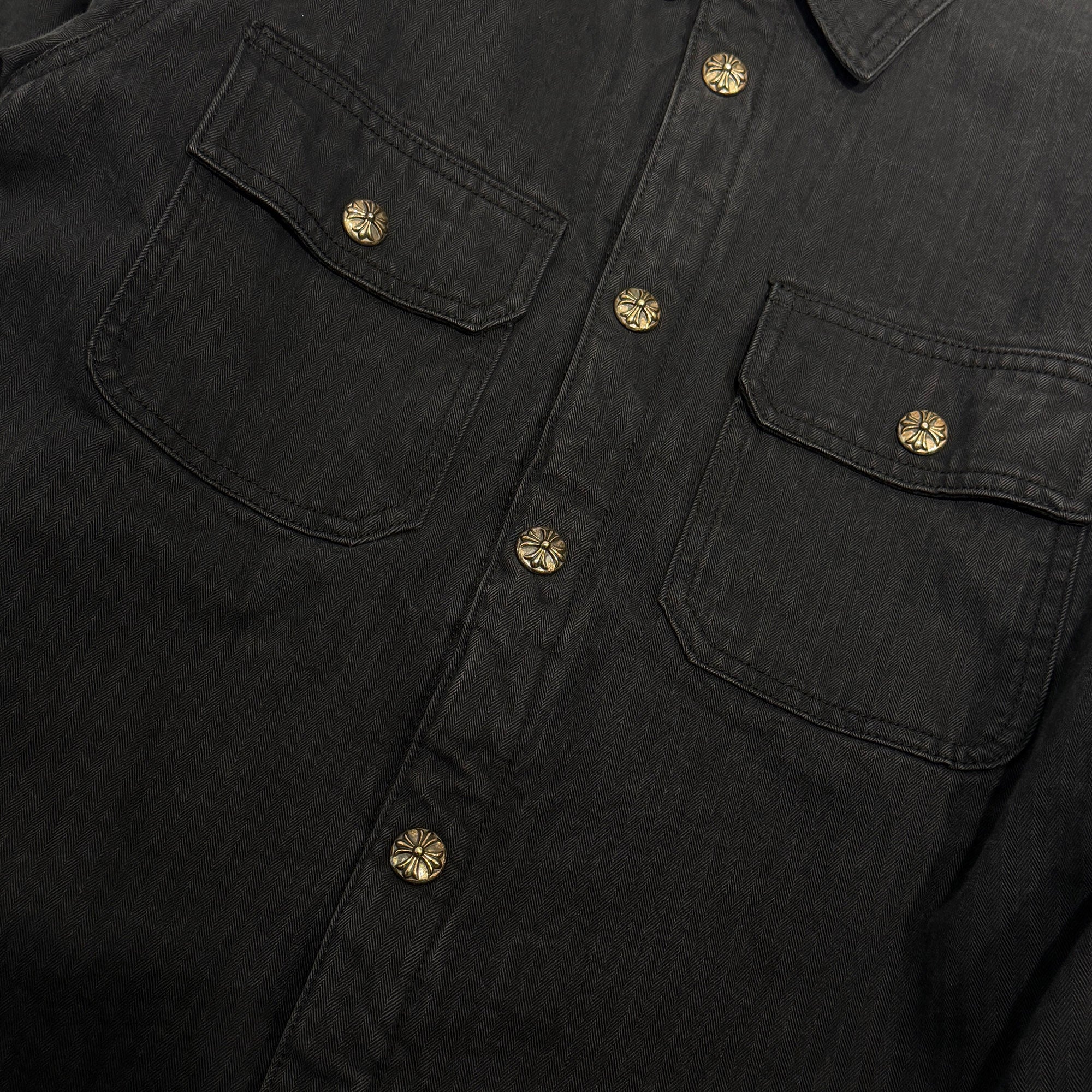 CHROME HEARTS Y NOT WORK DOG Herringbone Shirt Jacket Size M クロムハーツ ワイノット ワークドッグ ヘリンボーン シャツジャケット サイズM