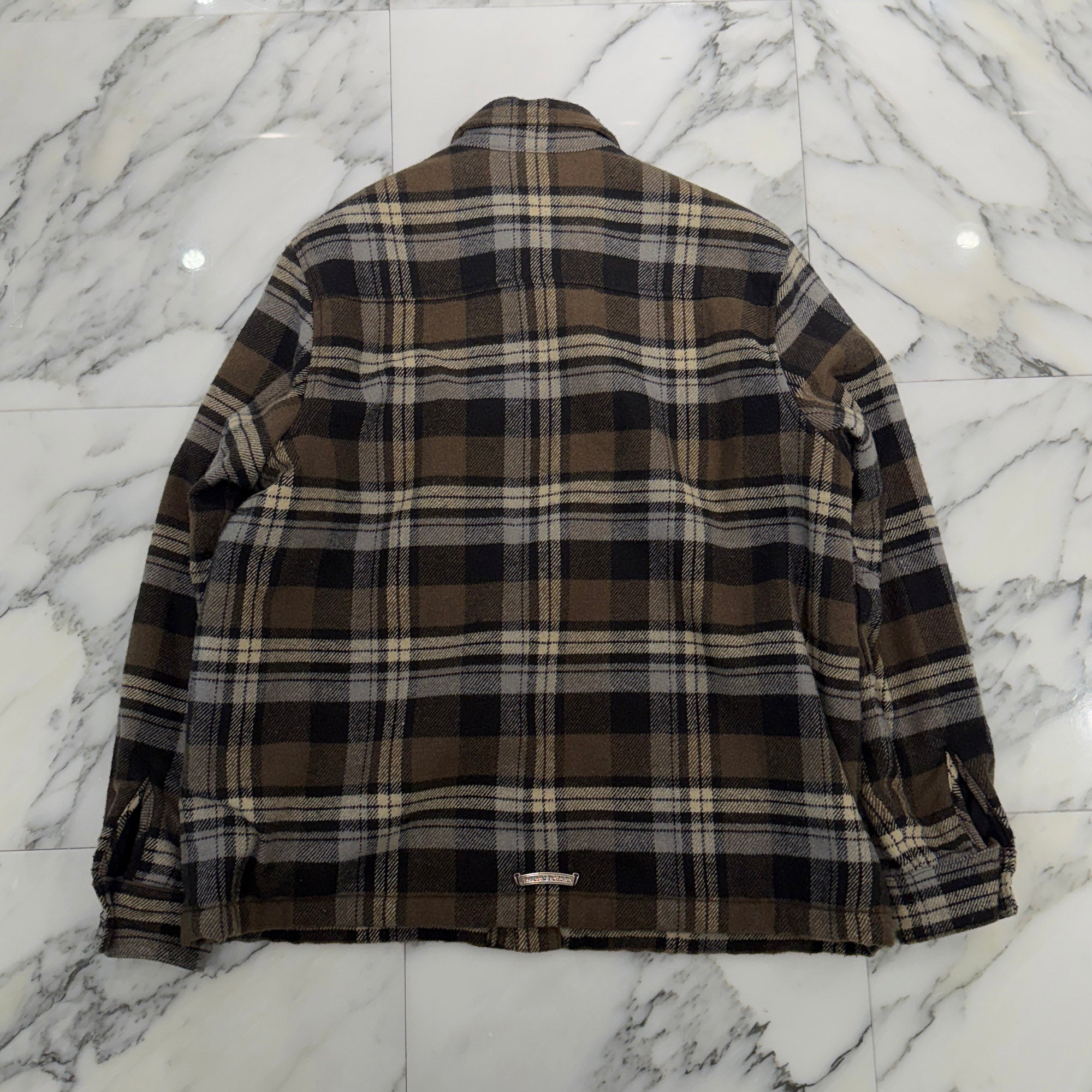 CHROME HEARTS Y NOT Fleece Boa Check Shirt Jacket Size L クロムハーツ ワイノット フリース 裏地ボア チェックシャツ ジャケット サイズL