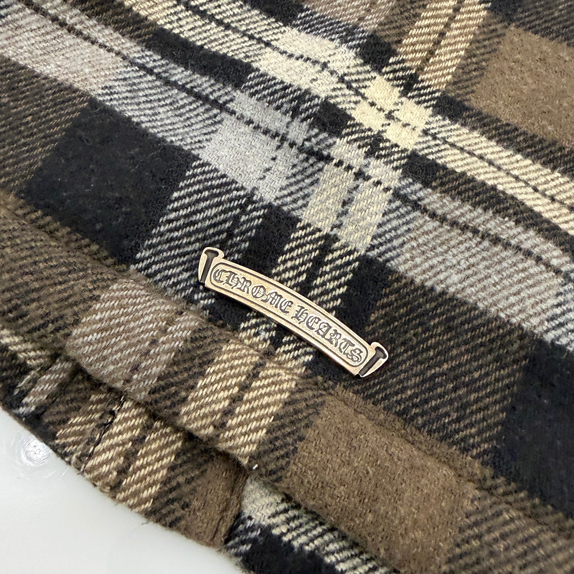 CHROME HEARTS Y NOT Fleece Boa Check Shirt Jacket Size L クロムハーツ ワイノット フリース 裏地ボア チェックシャツ ジャケット サイズL