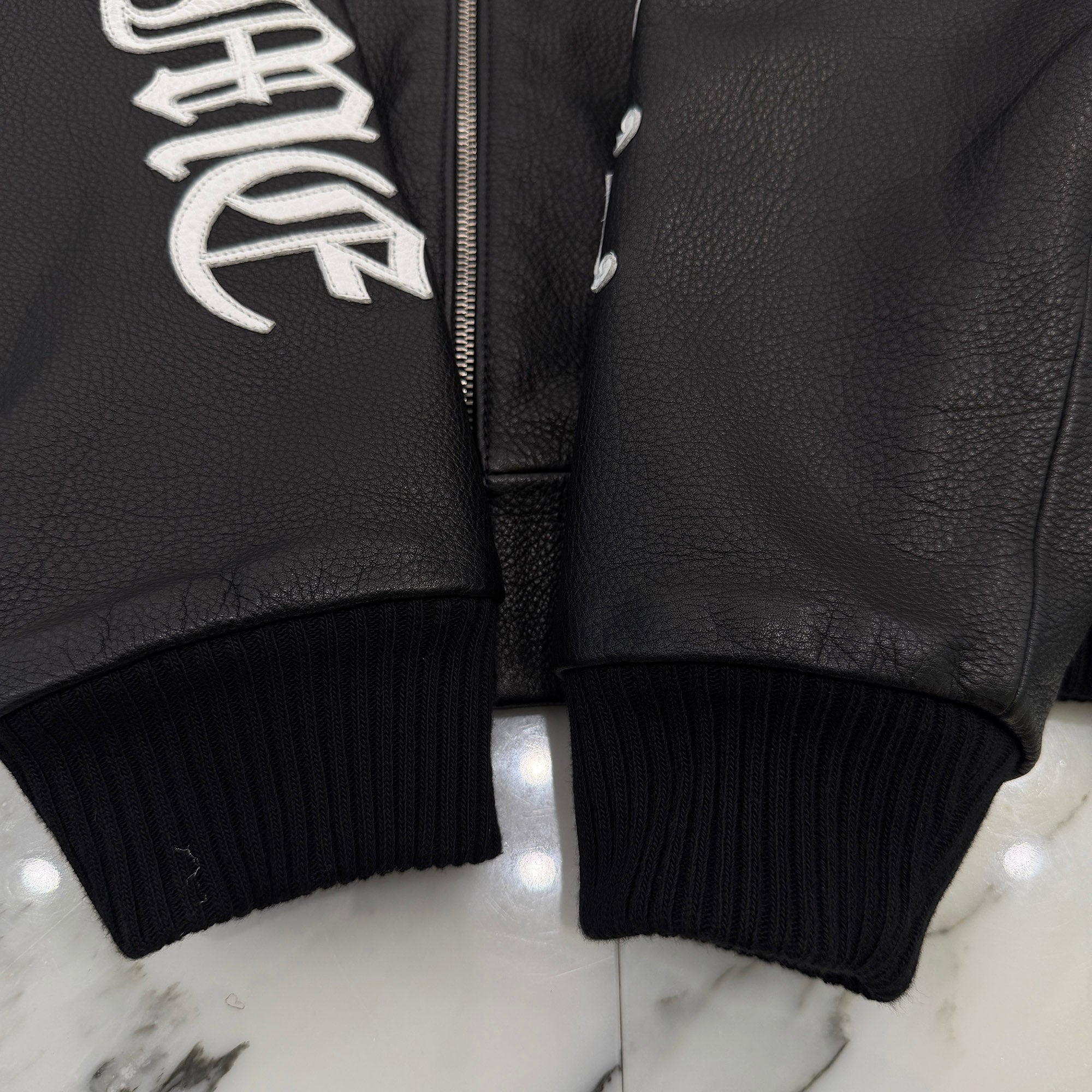 CHROME HEARTS Arm Logo Patch Leather Zip Up Hoodie Size S クロムハーツ アームロゴパッチ レザー ジップ アップ フーディー サイズS