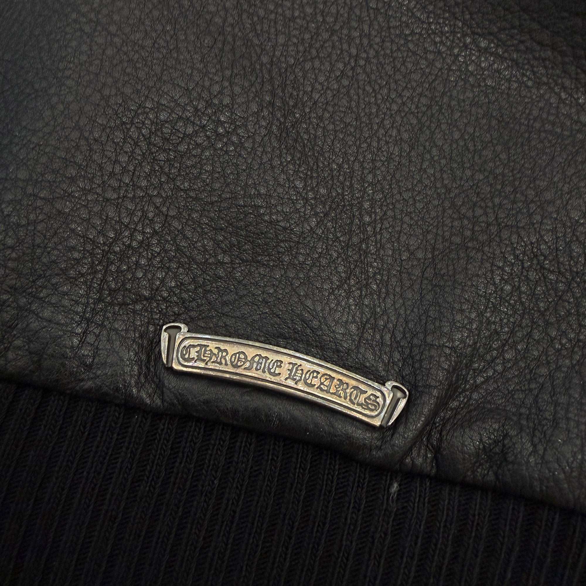 CHROME HEARTS Arm Logo Patch Leather Zip Up Hoodie Size S クロムハーツ アームロゴパッチ レザー ジップ アップ フーディー サイズS