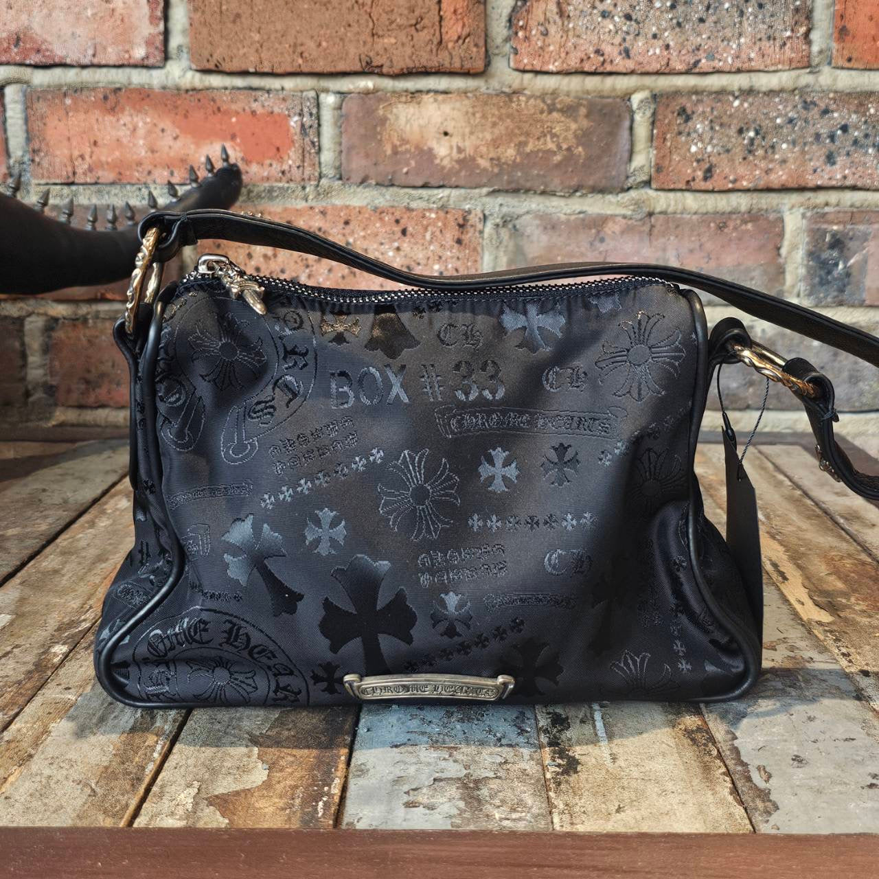 CHROME HEARTS Stencil Pattern CHICKEN NUGGET Small Nylon Leather Shoulder Bag クロムハーツ ステンシル柄 チキンナゲット スモール ナイロンレザー切替 ショルダーバッグ