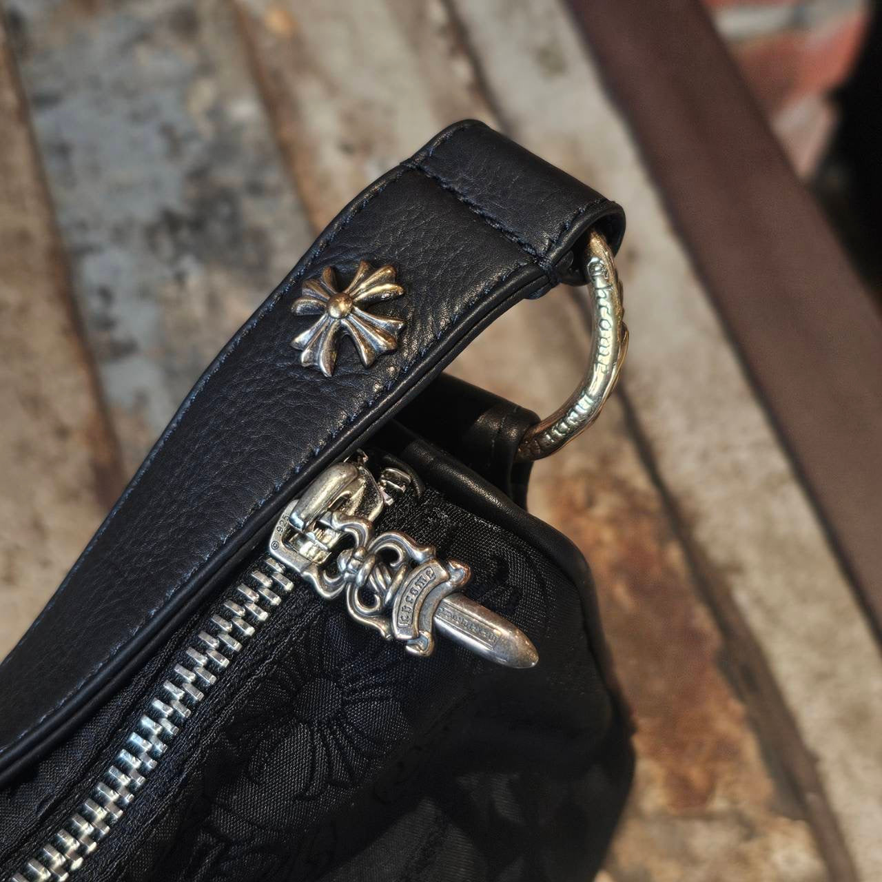CHROME HEARTS Stencil Pattern CHICKEN NUGGET Small Nylon Leather Shoulder Bag クロムハーツ ステンシル柄 チキンナゲット スモール ナイロンレザー切替 ショルダーバッグ