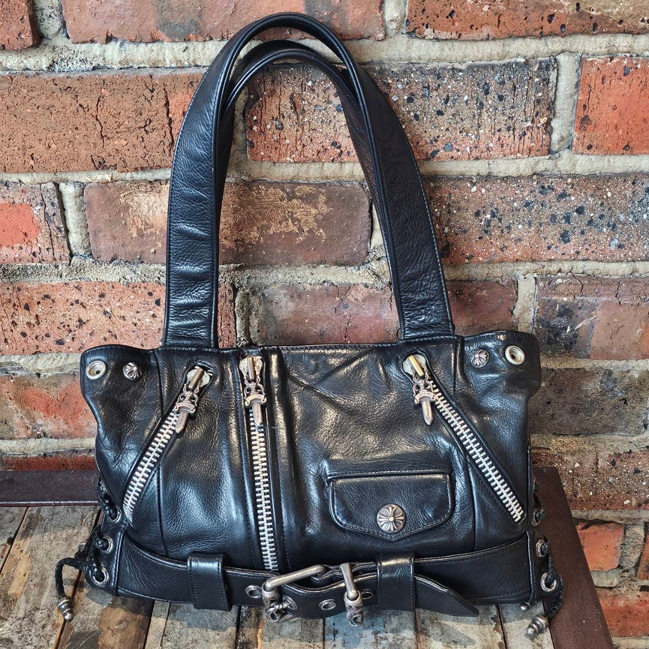 CHROME HEARTS JJ Dean Leather Riders Hand Bag クロムハーツ JJ ディーン レザー ライダース ハンドバッグ