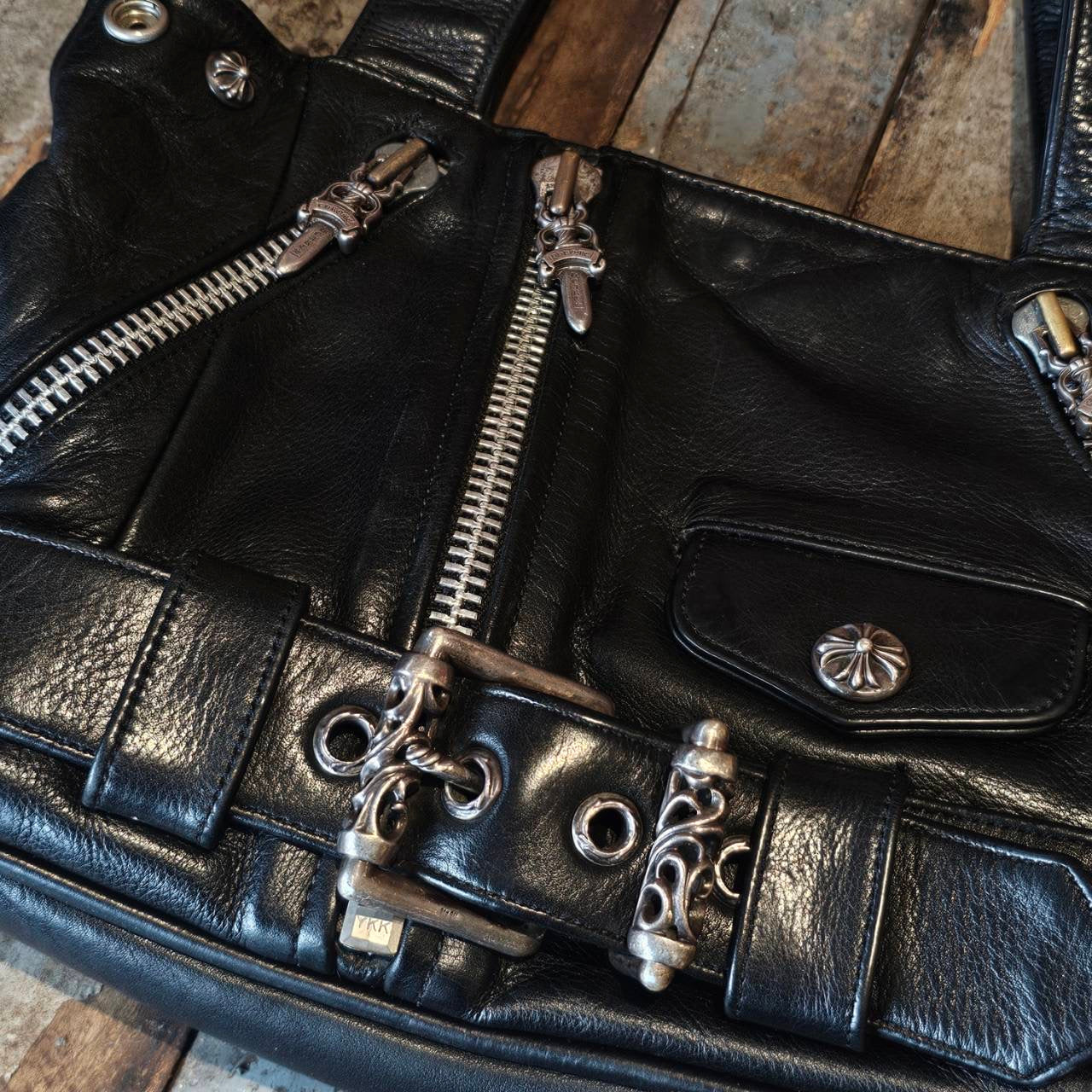 CHROME HEARTS JJ Dean Leather Riders Hand Bag クロムハーツ JJ ディーン レザー ライダース ハンドバッグ