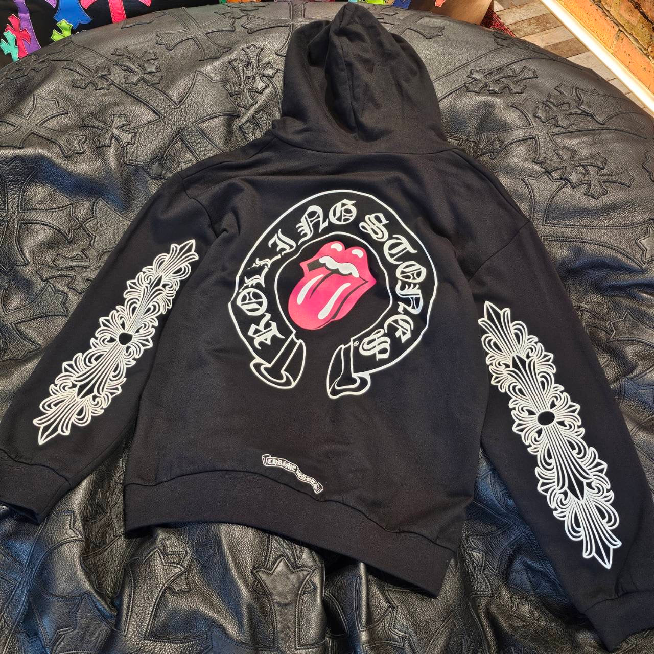 CHROME HEARTS × The Rolling Stones Lip＆Tongue Horseshoe Zip Up Hoodie Size XL クロムハーツ × ザローリングストーンズ リップアンドタン ホースシュー ジップアップ フーディ サイズXL
