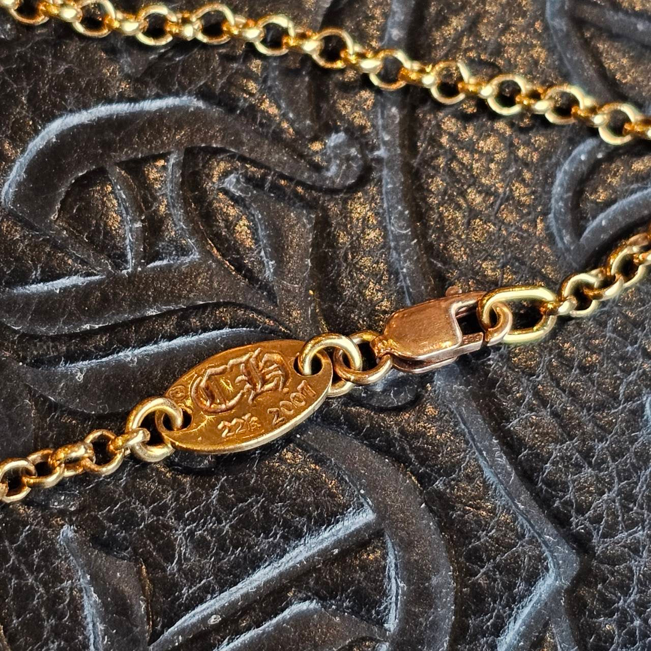 CHROME HEARTS 22K HEARTS Logo Roll Chain Necklace 16 Inch クロムハーツ 22K ハーツ ロゴ ロールチェーンネックレス サイズ16インチ