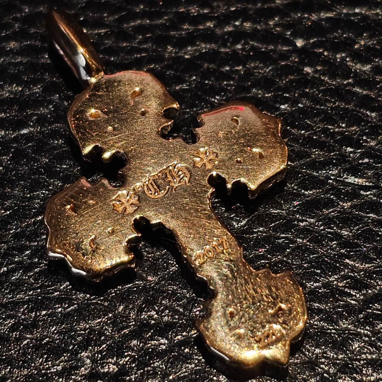 CHROME HEARTS 22K Tiny Filigree Cross 1 Diamond Pendant Top クロムハーツ 22K タイニーフィリグリークロス 1ダイアモンド ペンダントトップ