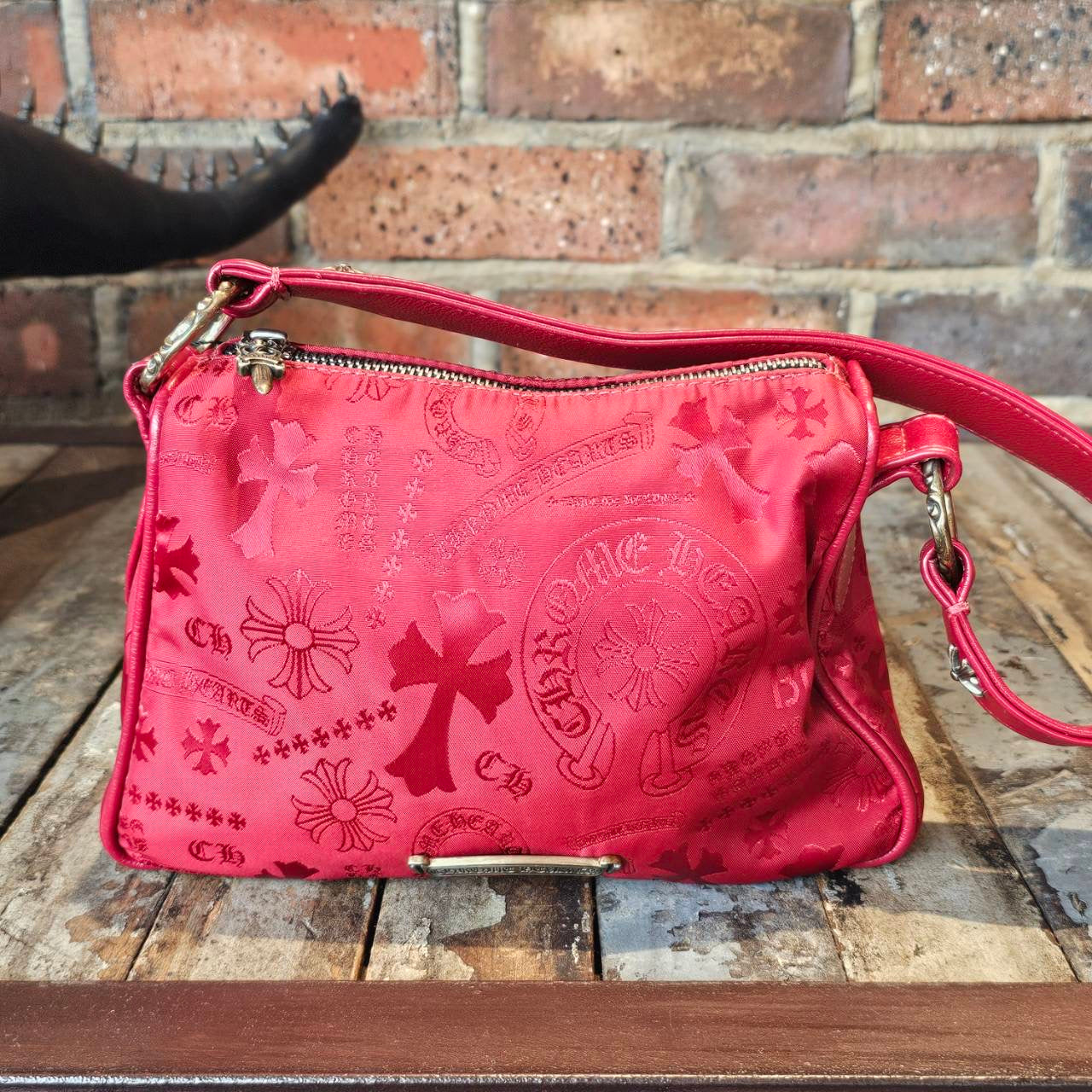 CHROME HEARTS Stencil Pattern CHICKEN NUGGET Small Nylon Leather Shoulder Bag クロムハーツ ステンシル柄 チキンナゲット スモール ナイロンレザー切替 ショルダーバッグ