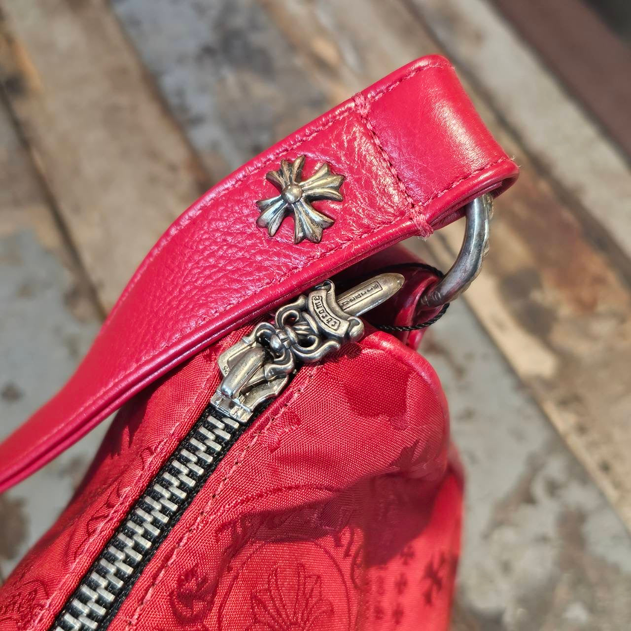 CHROME HEARTS Stencil Pattern CHICKEN NUGGET Small Nylon Leather Shoulder Bag クロムハーツ ステンシル柄 チキンナゲット スモール ナイロンレザー切替 ショルダーバッグ