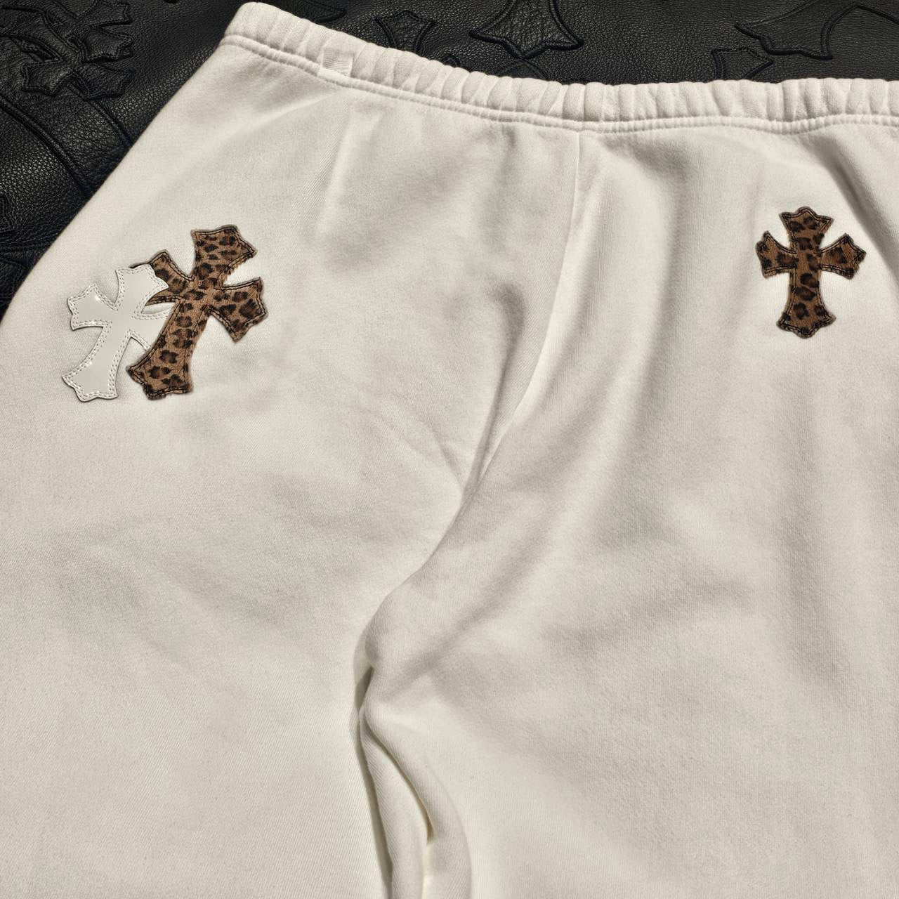 CHROME HEARTS Y NOT Multi Leather Cross Patch Sweat Long Pants Size L クロムハーツ ワイノット マルチレザークロスパッチ スウェットロングパンツ サイズL