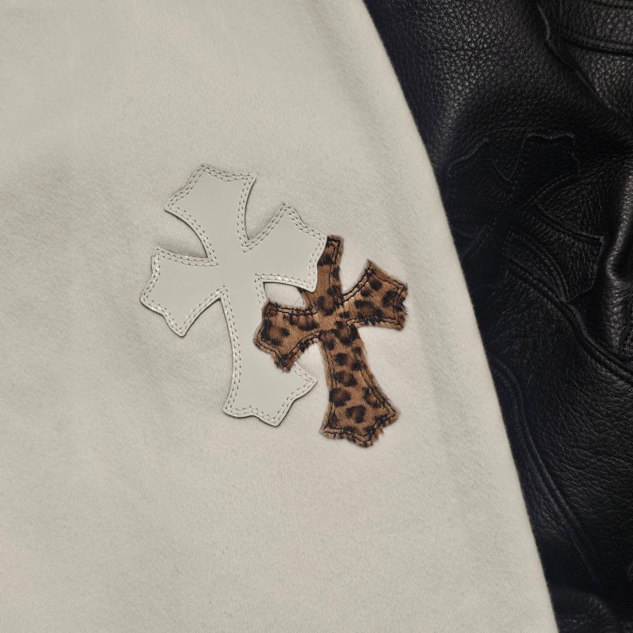 CHROME HEARTS Y NOT Multi Leather Cross Patch Sweat Long Pants Size L クロムハーツ ワイノット マルチレザークロスパッチ スウェットロングパンツ サイズL
