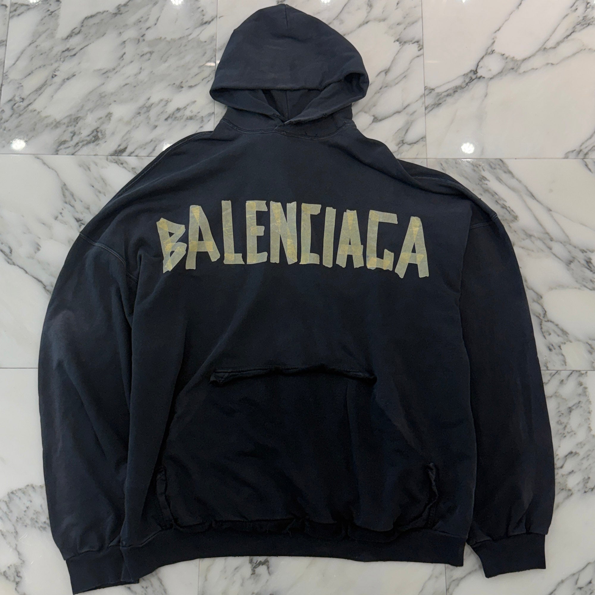 BALENCIAGA 2023SS Tape Type Ripped Pocket Zip Up Hoodie 7444190 T0VB1 Size 4 バレンシアガ テープタイプ リップド ポケット ジップアップ フーディ サイズ4