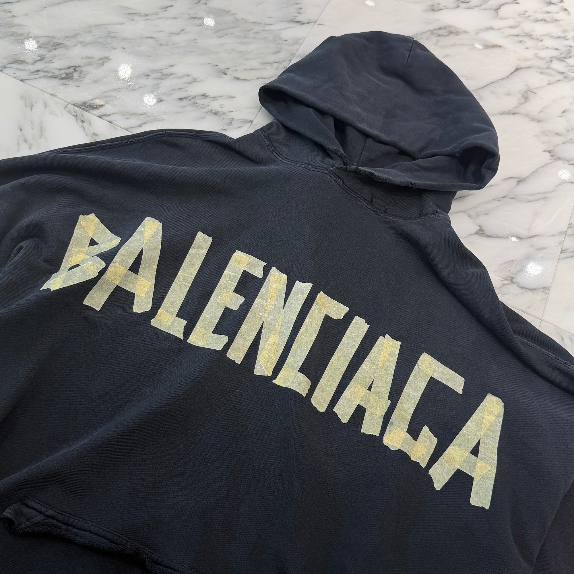 BALENCIAGA 2023SS Tape Type Ripped Pocket Zip Up Hoodie 7444190 T0VB1 Size 4 バレンシアガ テープタイプ リップド ポケット ジップアップ フーディ サイズ4