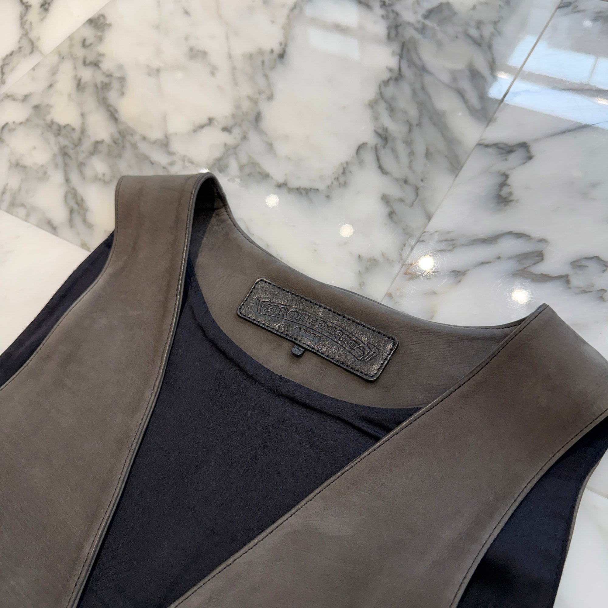 CHROME HEARTS Cross Ball Button Suede Leather Vest Size L クロムハーツ クロスボールボタン スエード レザー ベスト サイズL