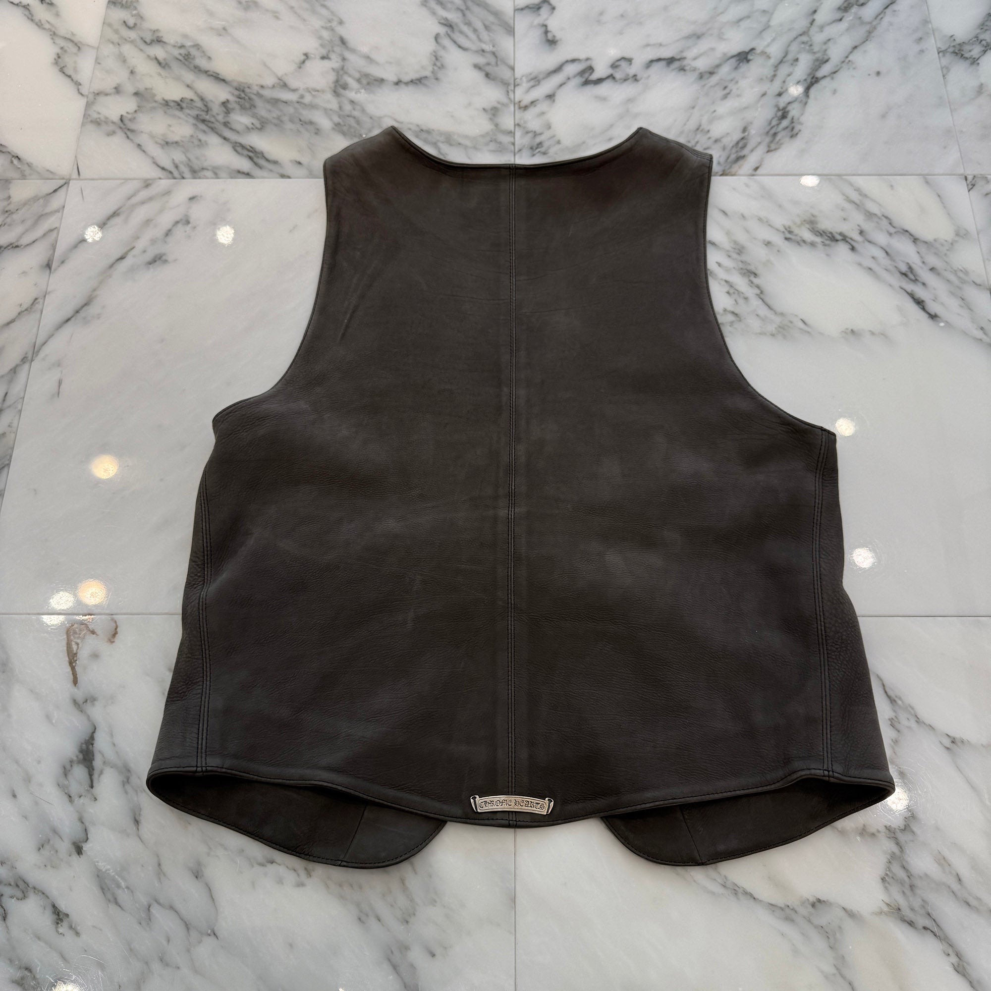 CHROME HEARTS Cross Ball Button Suede Leather Vest Size L クロムハーツ クロスボールボタン スエード レザー ベスト サイズL