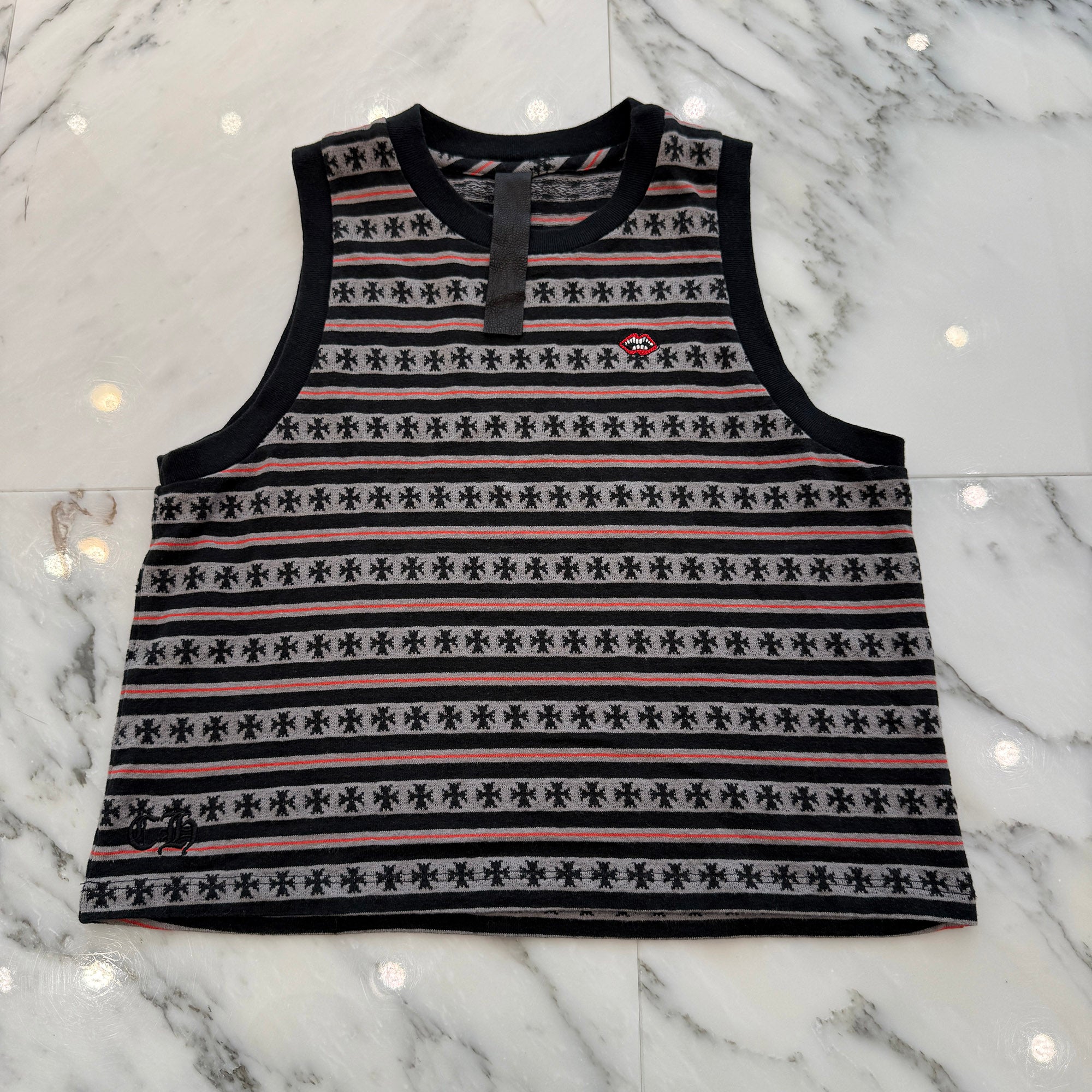 CHROME HEARTS × MATTY BOY Y NOT Chomper Embroidery Stripe Tank Top Size S クロムハーツ × マッティボーイ ワイノット チョンパー刺繍 ストライプ タンクトップ サイズS