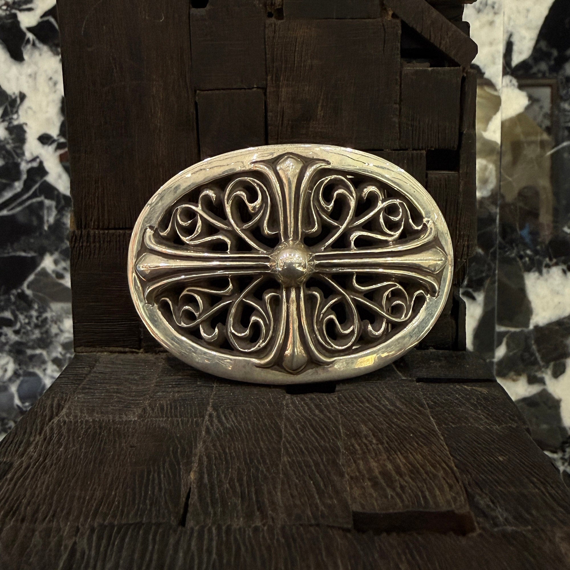 CHROME HEARTS Classic Oval Cross Buckle クロムハーツ クラシック オーバルクロス バックル シルバー925
