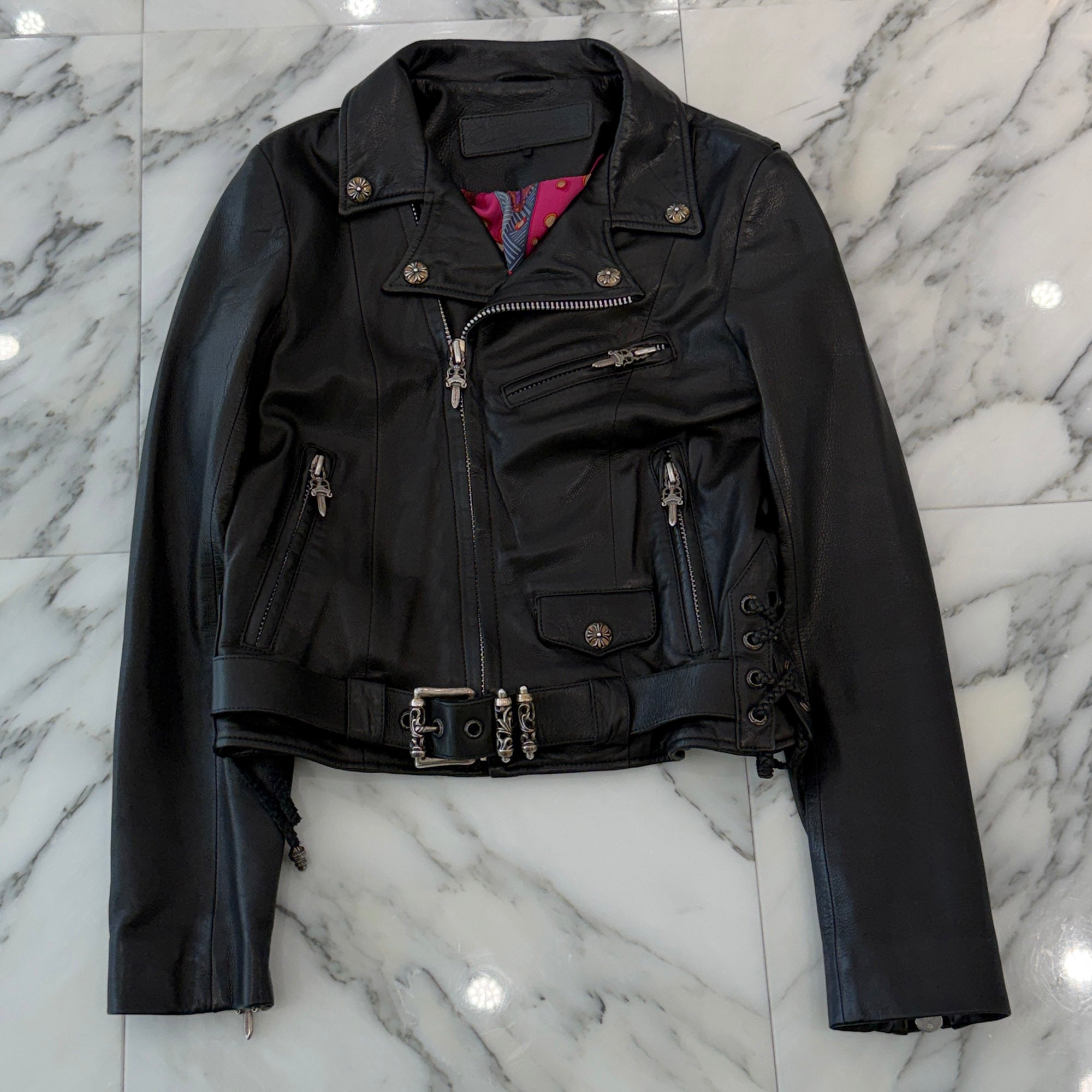 CHROME HEARTS JJ DEAN Dagger Zip Riders Leather Jacket Size M クロムハーツ JJディーン ダガー ジップ ライダース レザージャケット サイズM