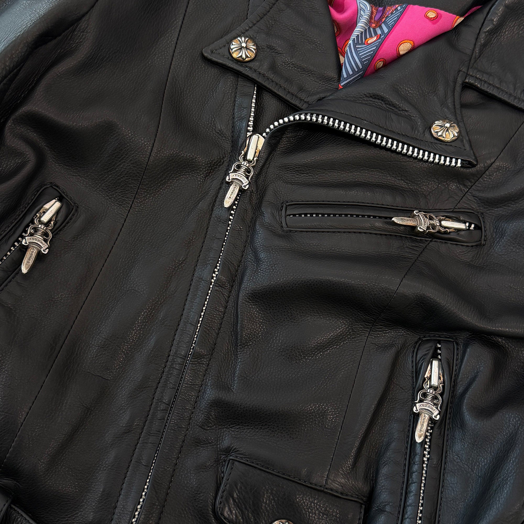 CHROME HEARTS JJ DEAN Dagger Zip Riders Leather Jacket Size M クロムハーツ JJディーン ダガー ジップ ライダース レザージャケット サイズM
