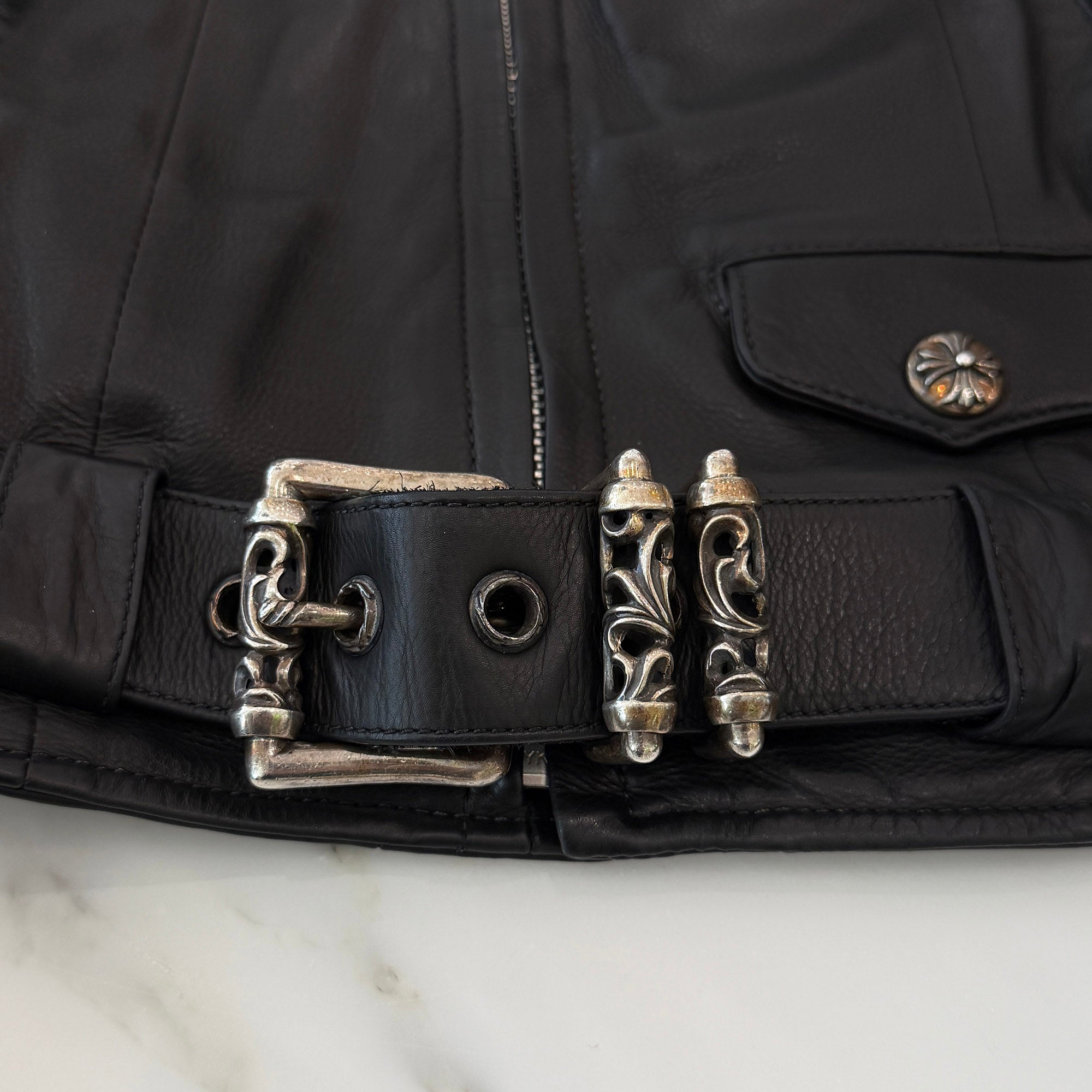 CHROME HEARTS JJ DEAN Dagger Zip Riders Leather Jacket Size M クロムハーツ JJディーン ダガー ジップ ライダース レザージャケット サイズM