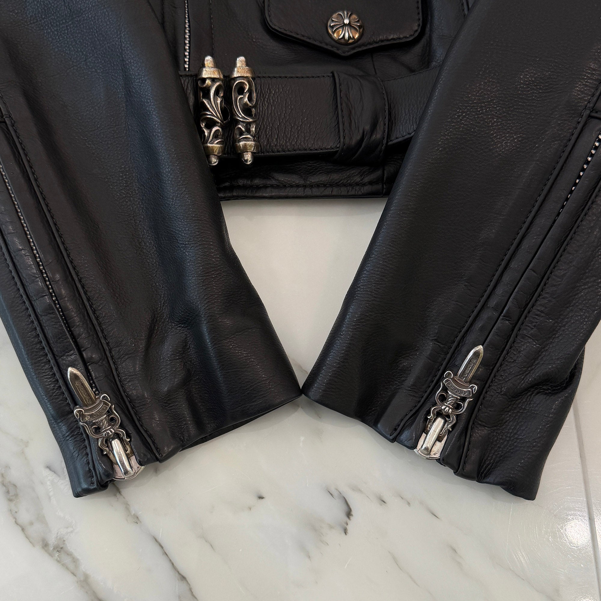 CHROME HEARTS JJ DEAN Dagger Zip Riders Leather Jacket Size M クロムハーツ JJディーン ダガー ジップ ライダース レザージャケット サイズM